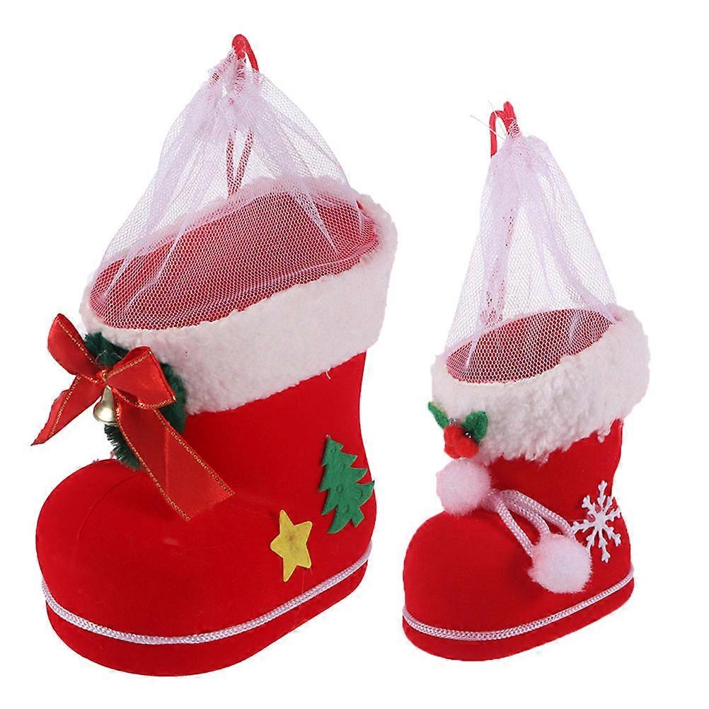 Reusable Candy Storage Boxes 2Pcs Christmas Day Decoration Small Boot Shape Containers For Treats