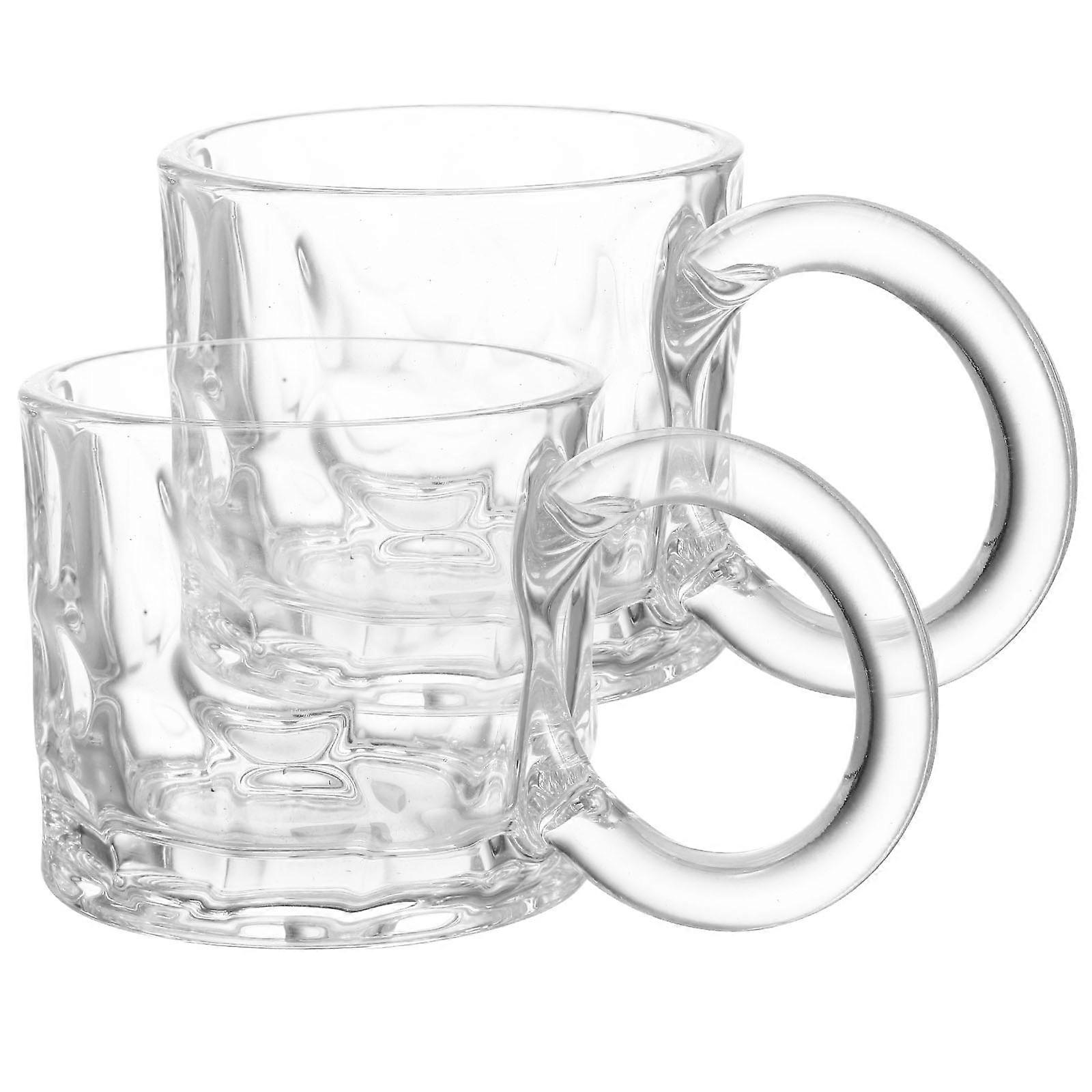 Glass Coffee Cup with Handle 2Pcs Transparent Easy Grip for Home Drinking Use