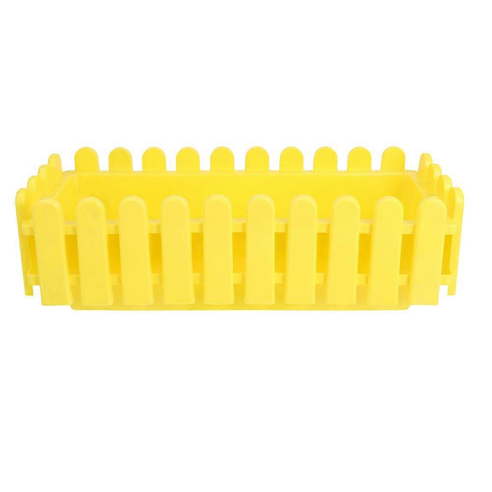 Yellow Flower Pot for Planting with Fence Design Made of Durable PP Material Fits Window Boxes and