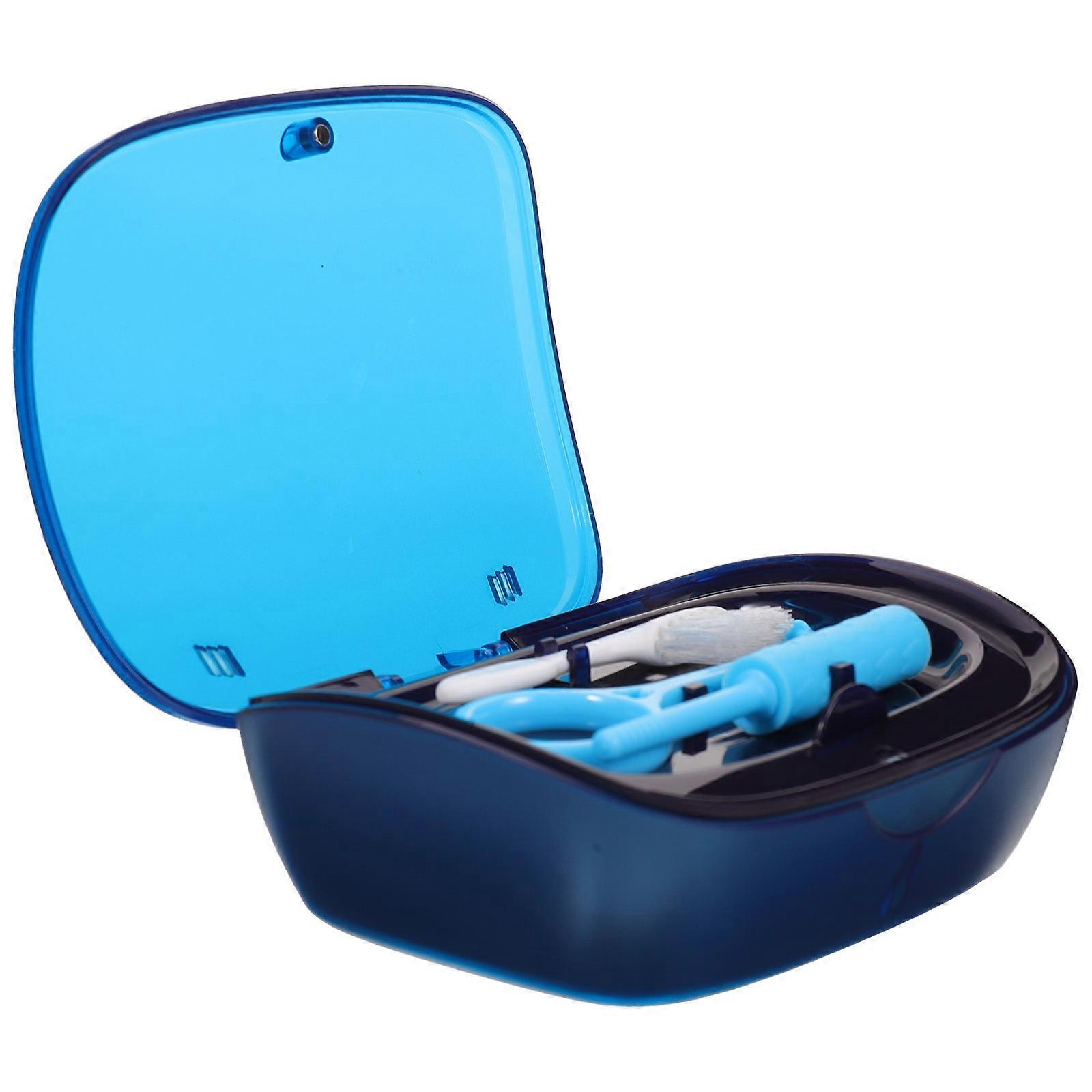 1 Set of Orthodontic Retainer Box Doublelayer Retainer Case Retainer Cleaning Box with Tool