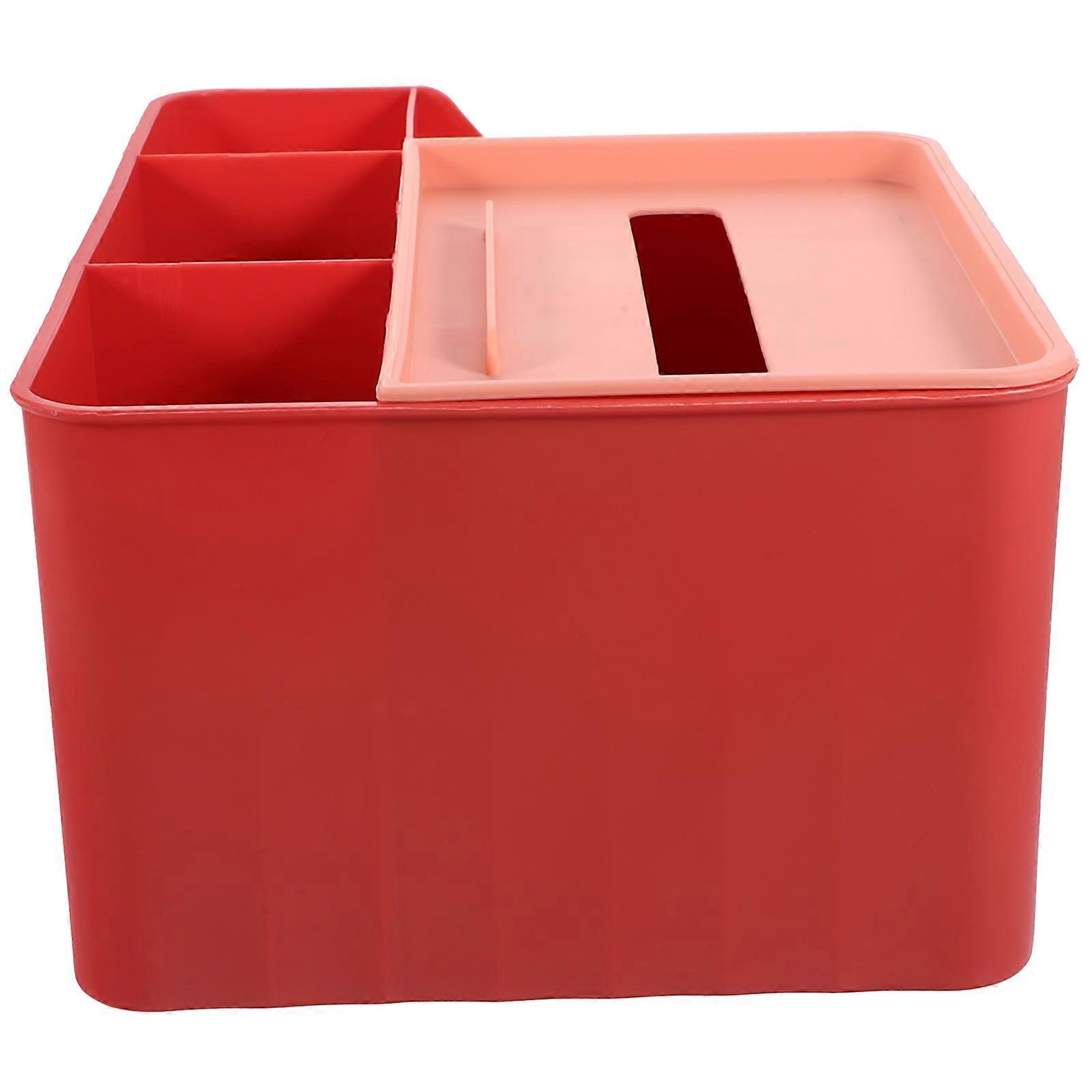 Red Plastic Tissue Storage Box for Home Office or Car with Simple Stylish Design 4.7 x 3.1 x 2.8 inches