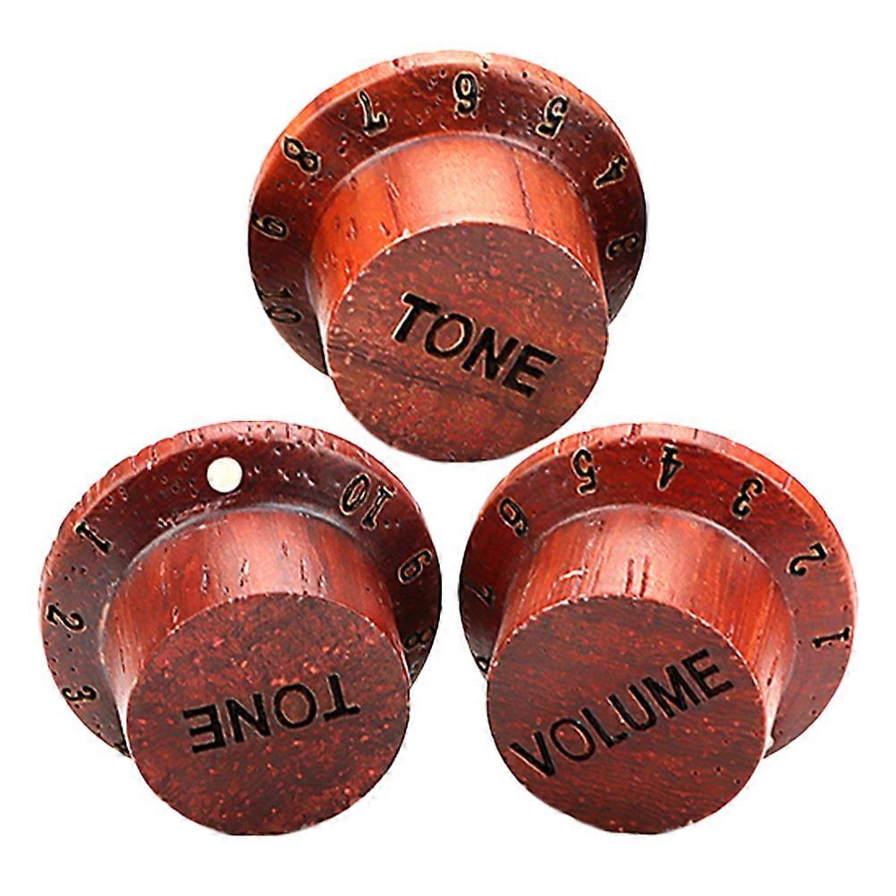 Wood Guitar Volume Knob for Home Use Coffee Color Practical Instrument Accessory 3 Pieces