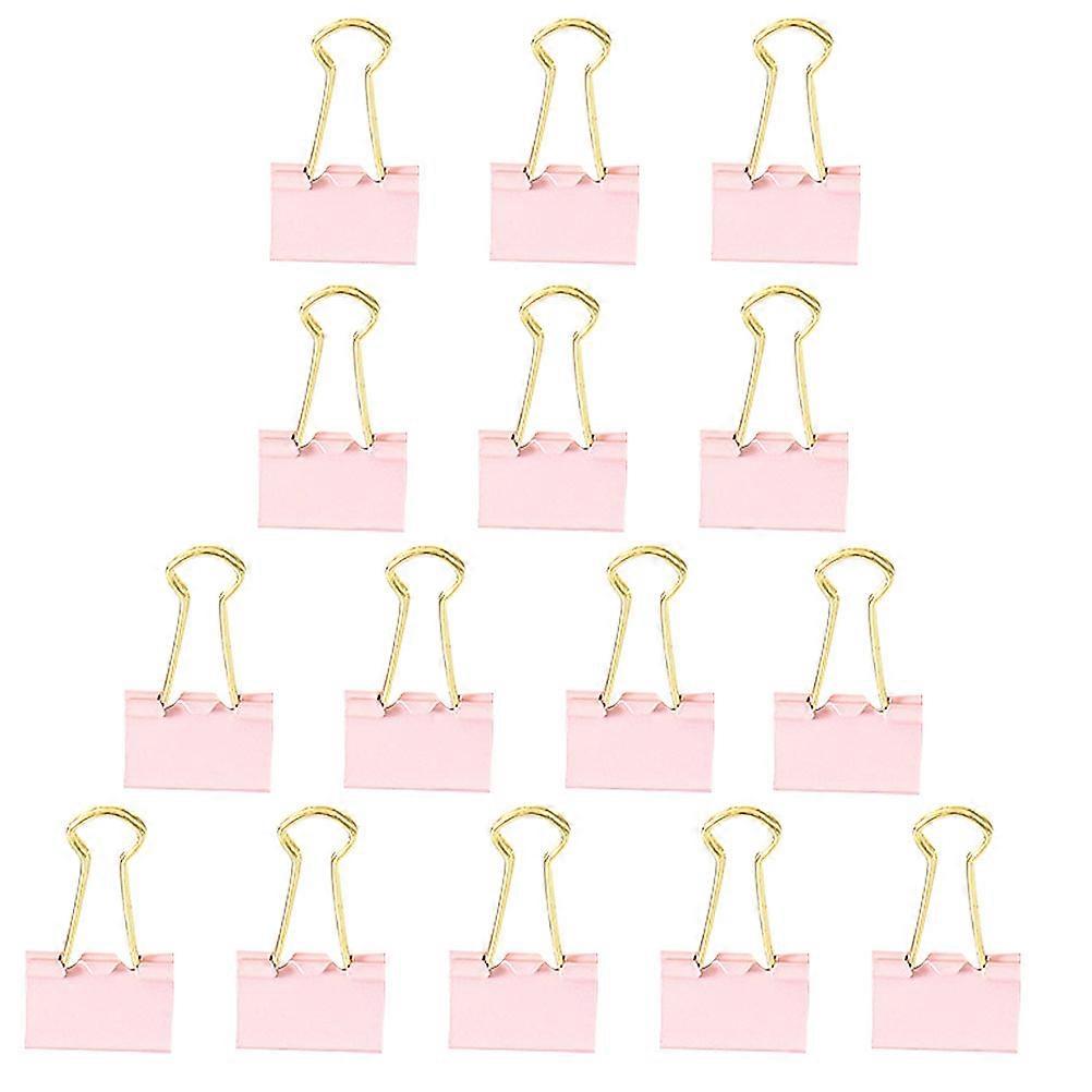 Metal Binder Clips For Document Storage In Office Use Featuring Simple Pink Design 15Pcs