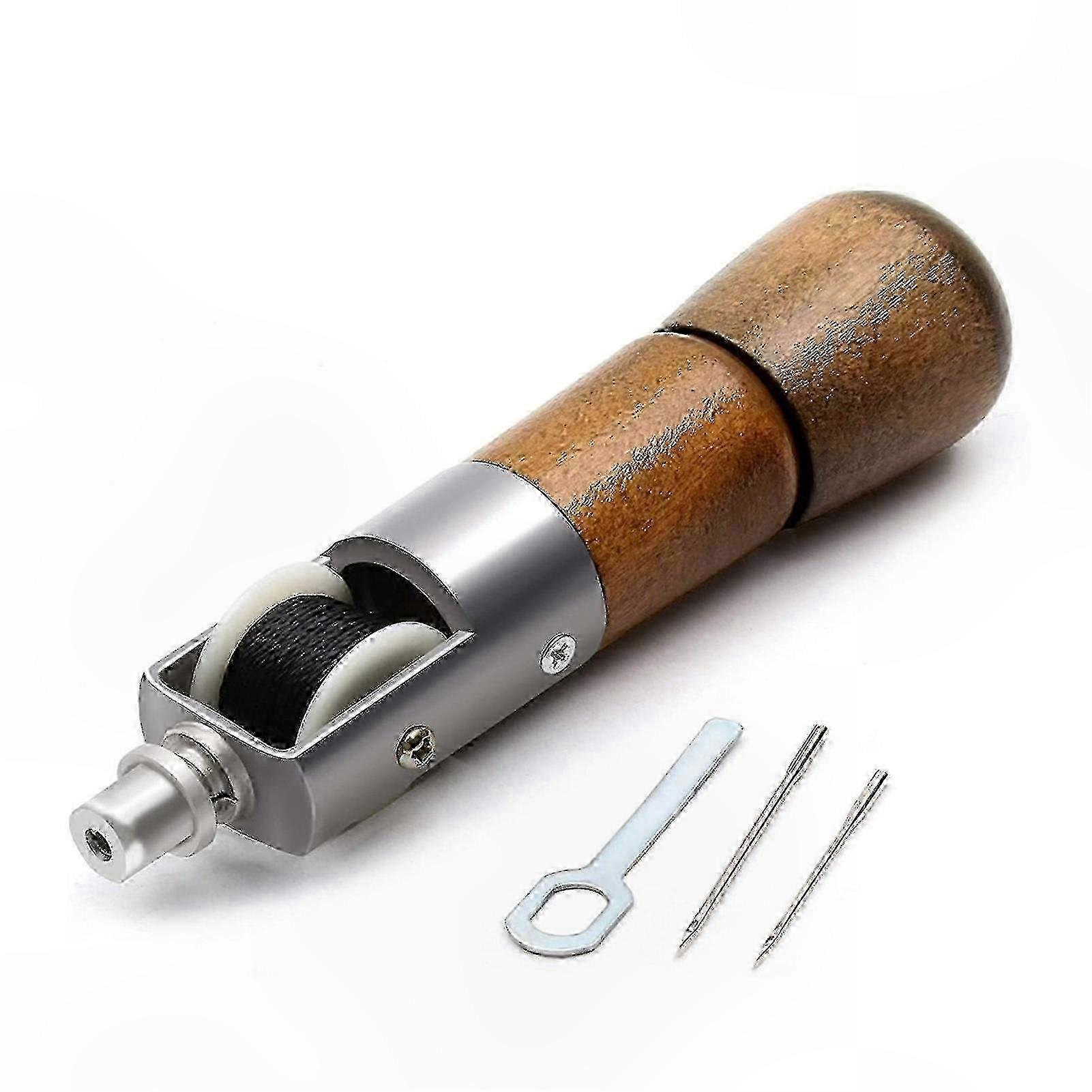 Wood Handle Leather Crafting Tool with Taper Needle for Sewing Projects
