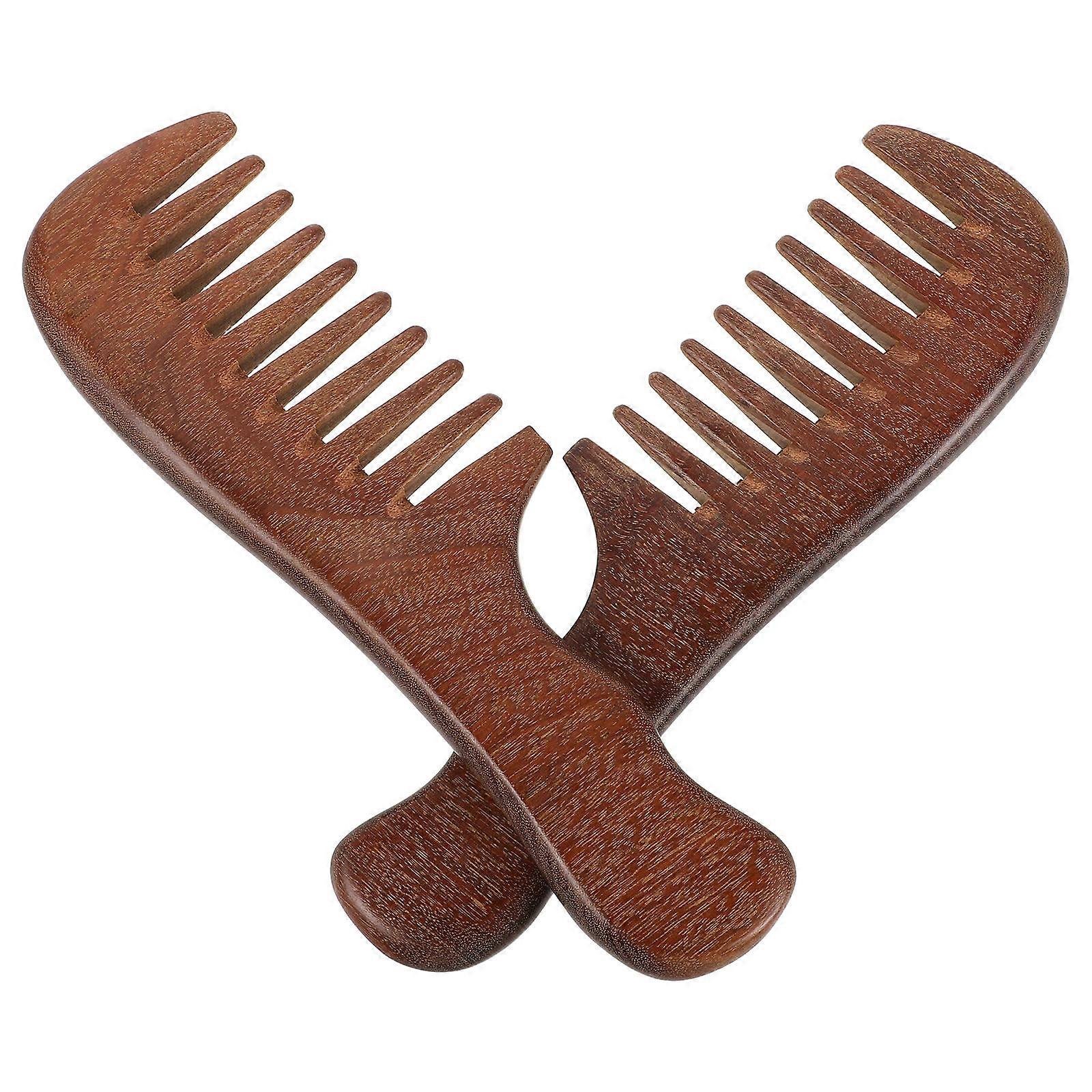 Wide Tooth Wooden Comb for Curly Hair Sandalwood Detangling Comb with Scalp Massage Design, Natural Wood Grooming Tool for Men and Women