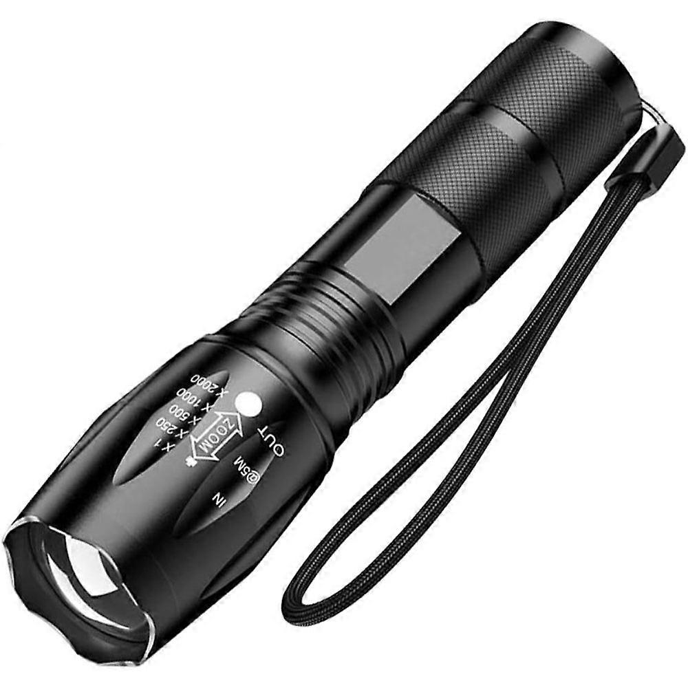 2Pcs Bright Led Flashlight Rechargeable Torch Camping Zoom Light Flashlights