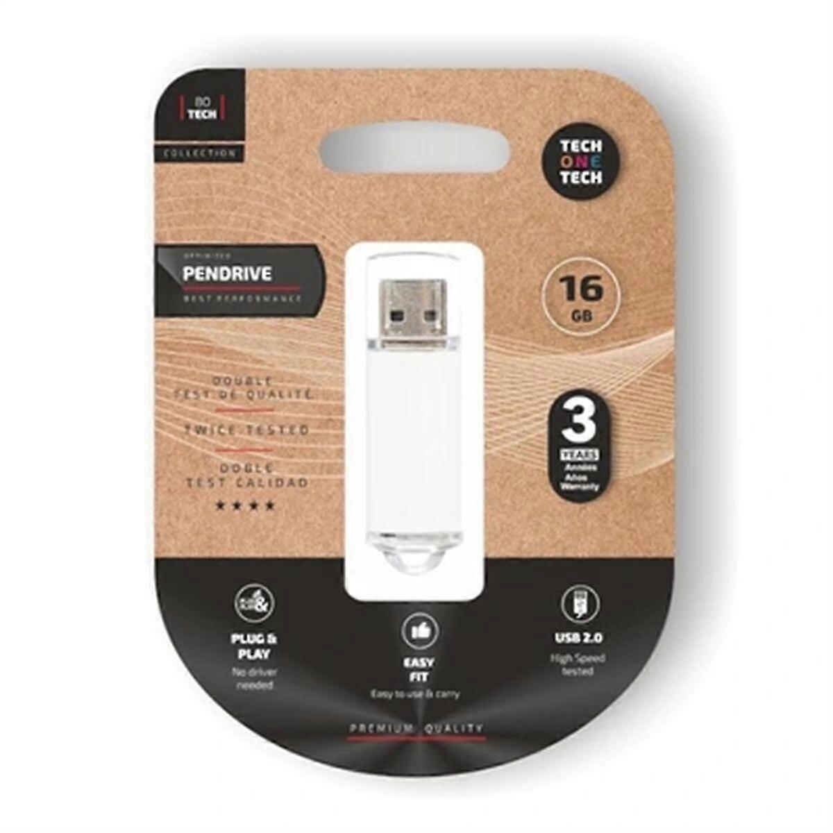 USB kľúč Tech One Tech Basic biely 16 GB
