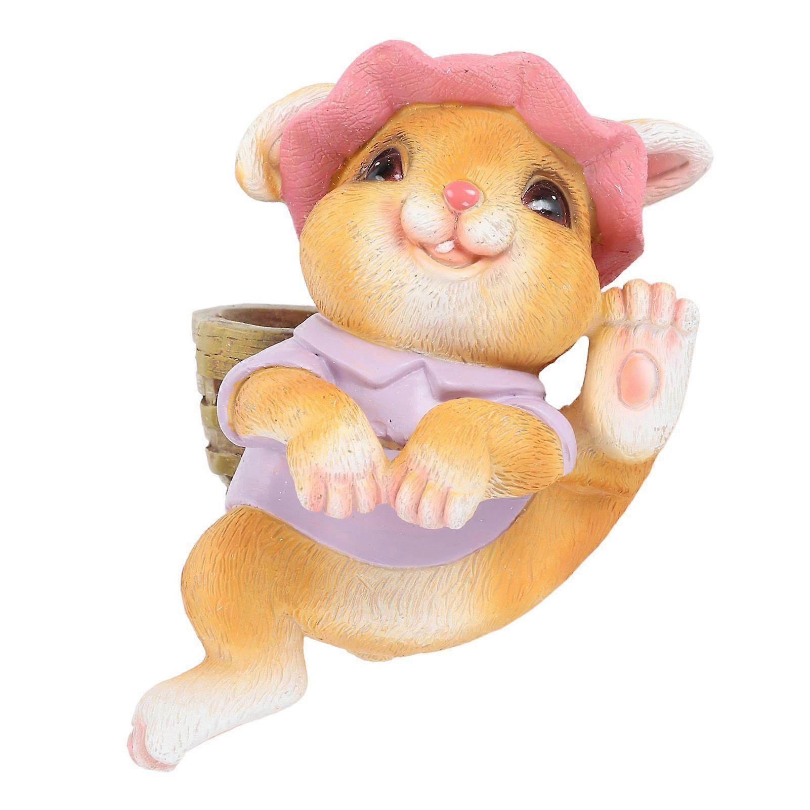 Animal Planter Hanging Ornament Lifelike Cute Appearance Flowerpot Hug Statue for Garden Yard Balcony Type D