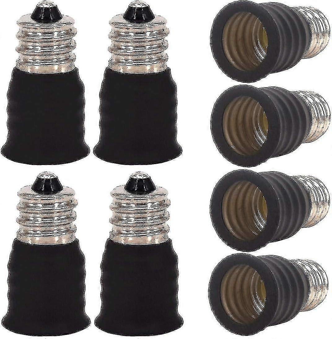 E12 naar E14 lampfittingadapter, 8 stuks per set, vernikkelde legering, bestand tegen hoge temperaturen