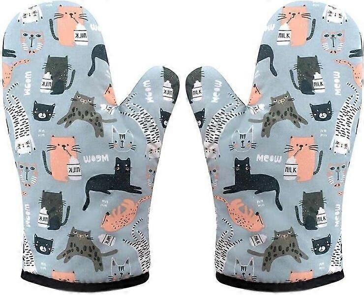 Oven gloves, 1 pair, with soft heat-insulating polyester lining