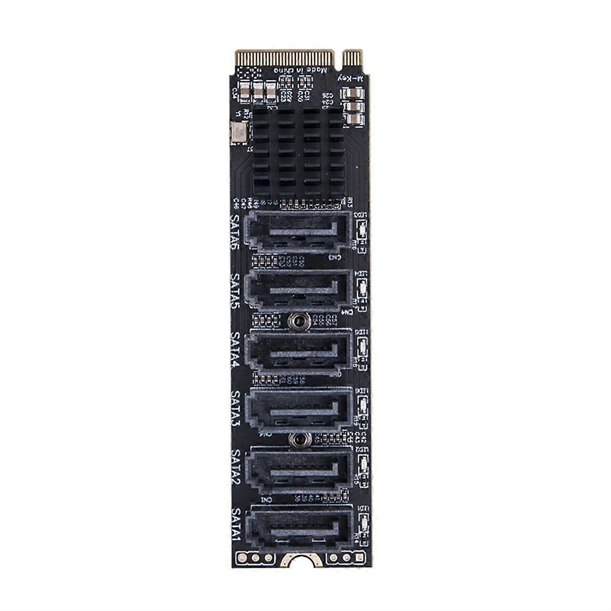 M.2 to Adapter 6 Ports M.2 NVME to SATA3.0 Expansion Card M.2 PCI-E M Key Riser for HDD SSD