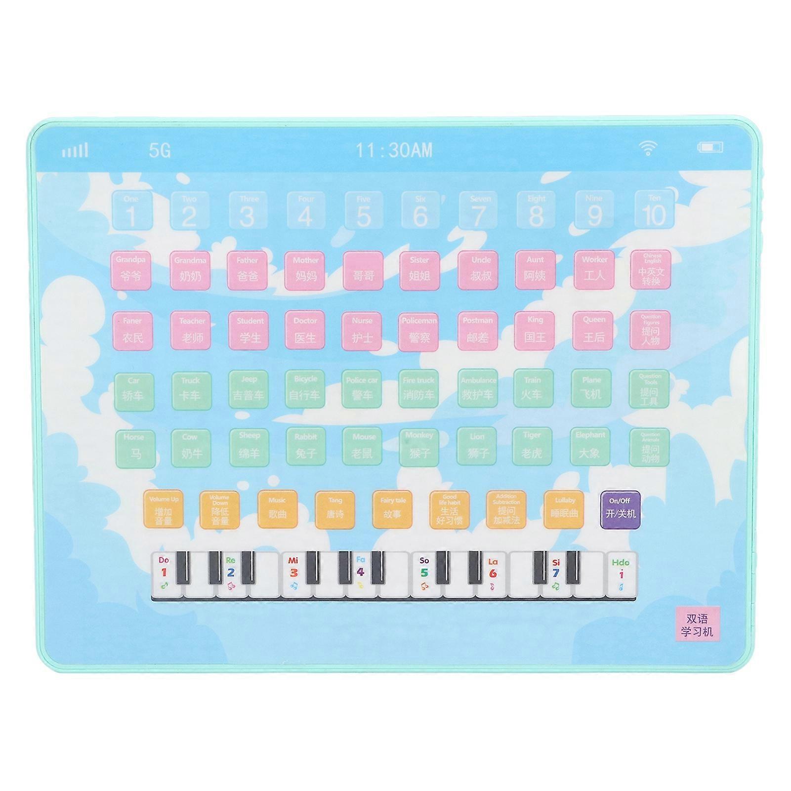 Kids Learning Tablet for 3+ Rechargeable Green ABS Voice Bilingual