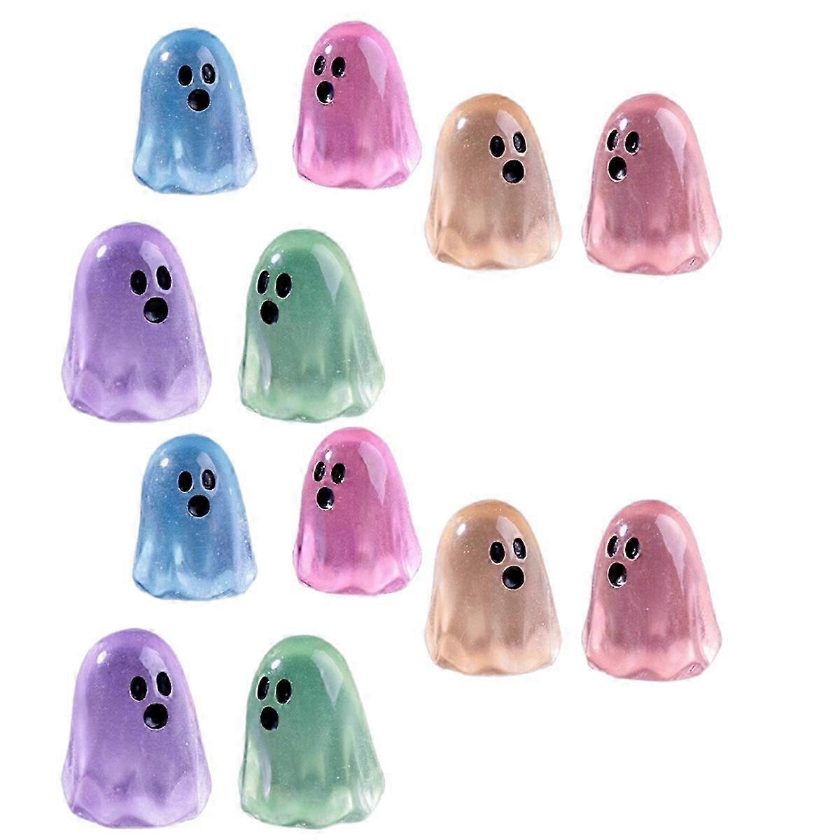 Improved Title: 12 Pcs Luminous Ghost Figures with Glow-in-the-Dark Action for Mini Micro-Landscape Miniatures Halloween Decor