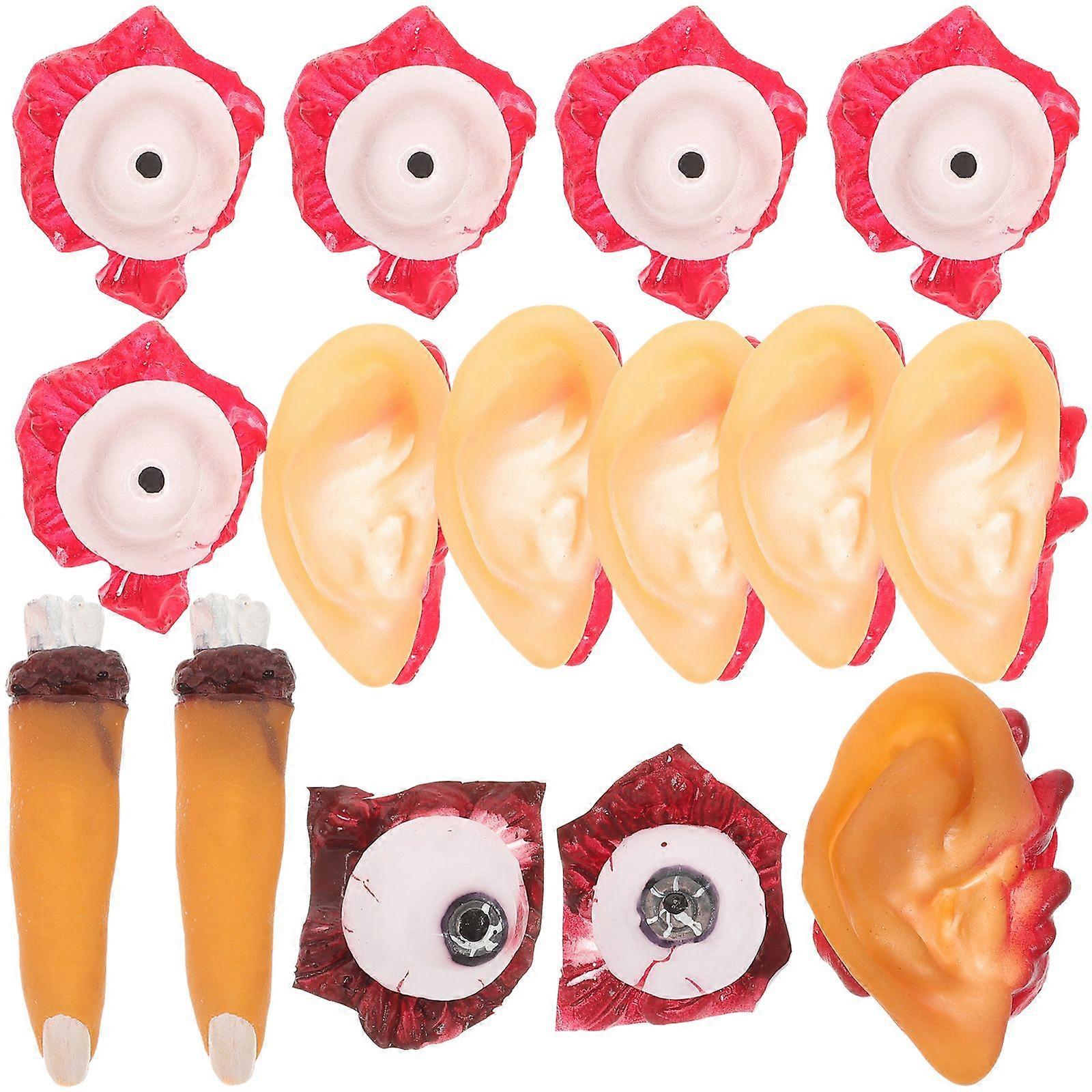 3Packages of Halloween Realistic Broken Hand Realistic Body Part Brain Heart Finger Eyeball Organ Shape Decoration Tool Venue Layout Decoration Props(