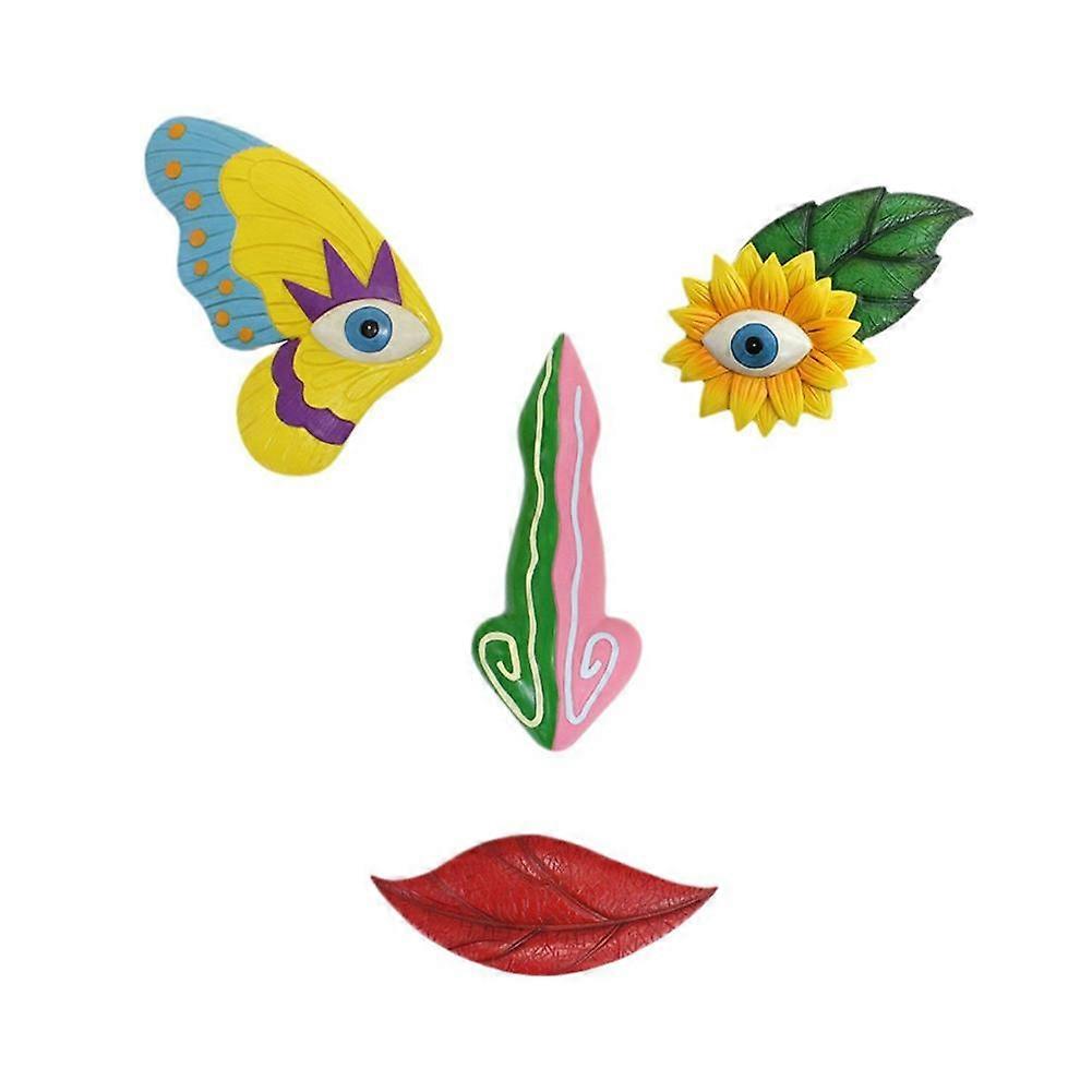 나무 얼굴, 야외 나무 예술 장식, 다채로운 나비 재미있는 나무 장식