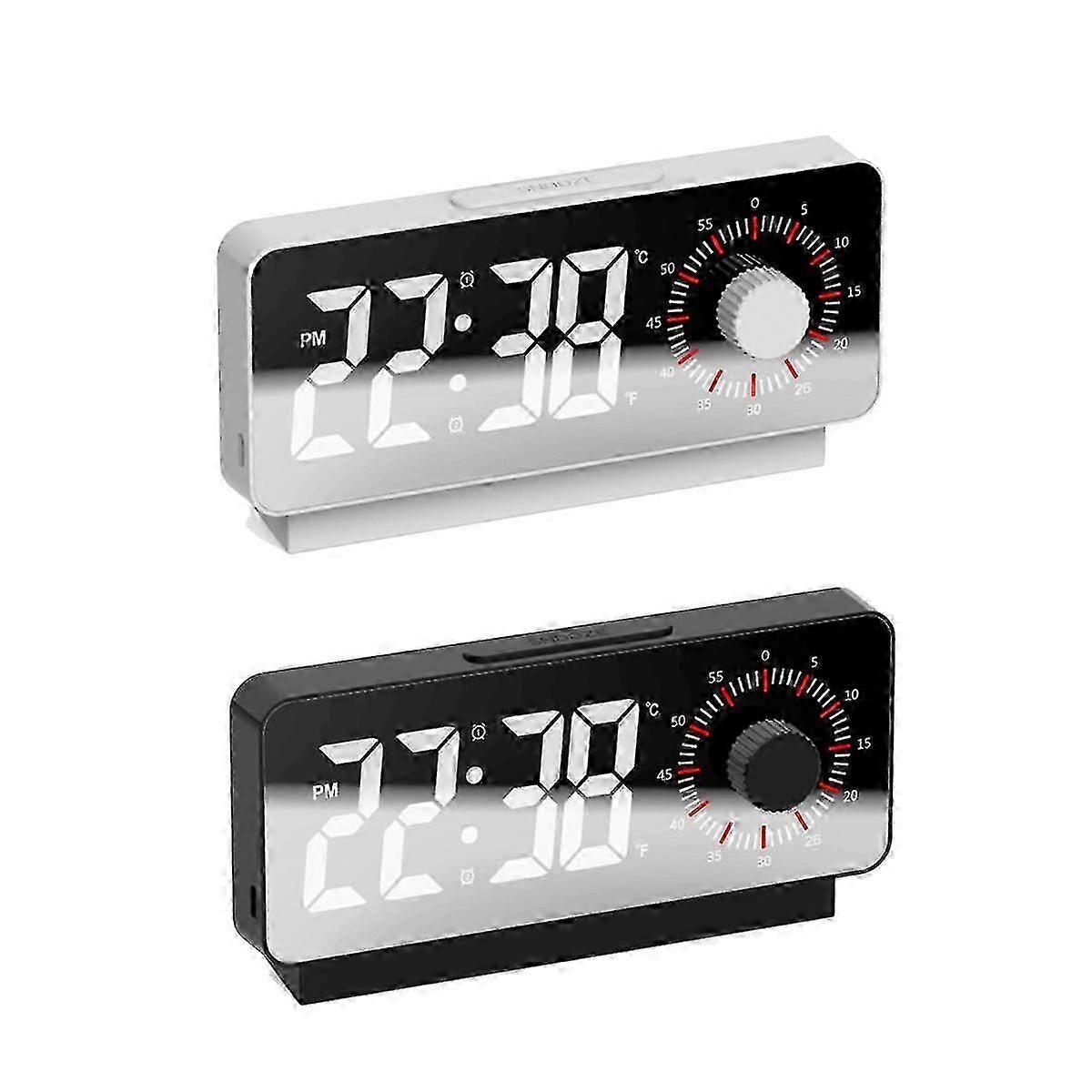 Alarm Clock Digital Electronic Alarm Clocks Visual Timer Mirror Temperature Clock With Snooze Funct