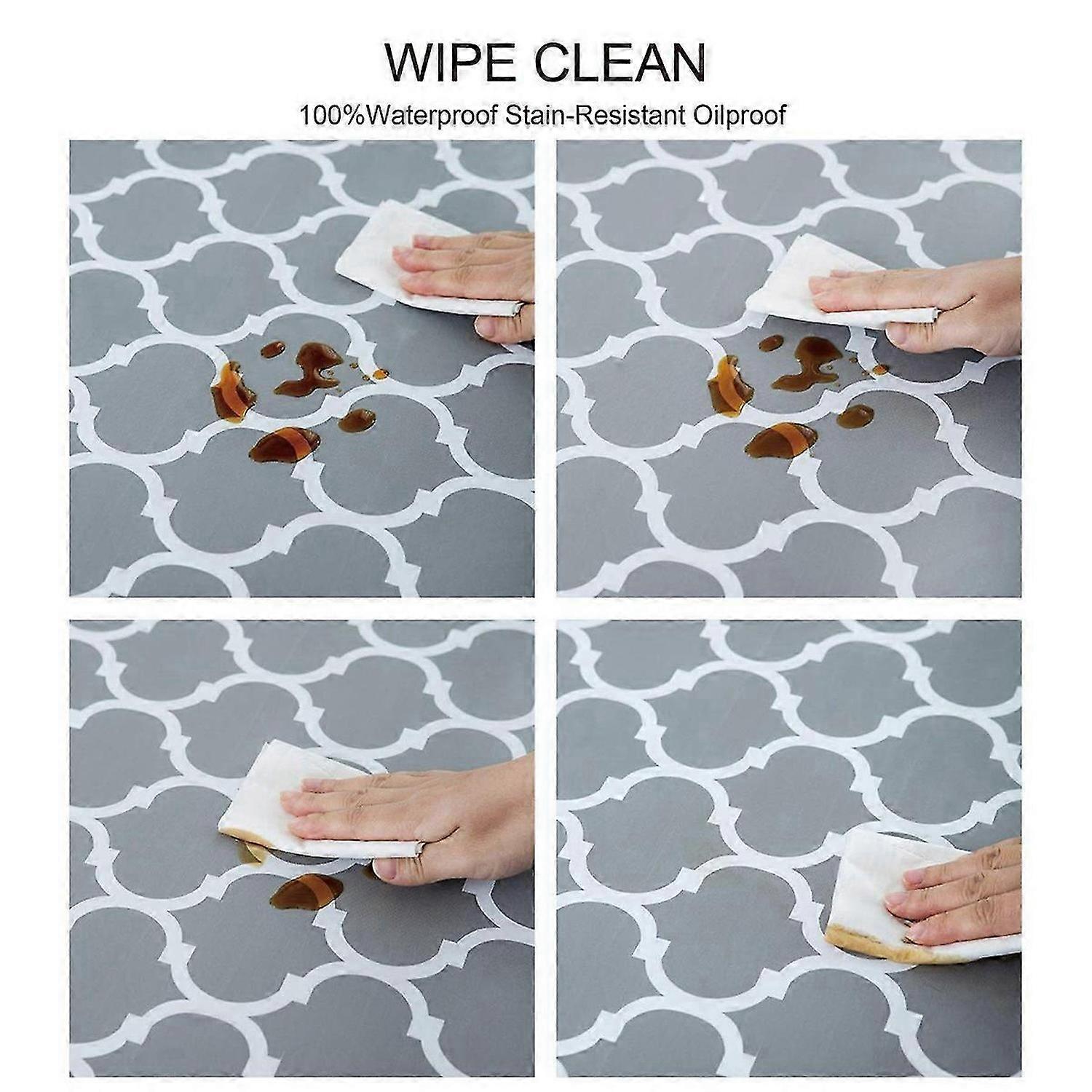 Round Tablecloth with Elastic Edge Waterproof Oil Proof Table Cloth