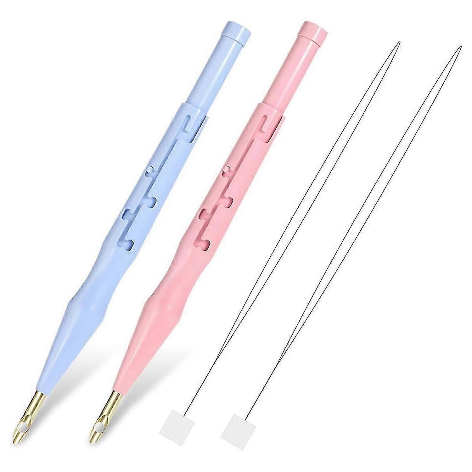 2 Pack Adjustable Embroidery Punch Needle Pen Tool, Punch Needles Adjustable Sewing Threader Needles