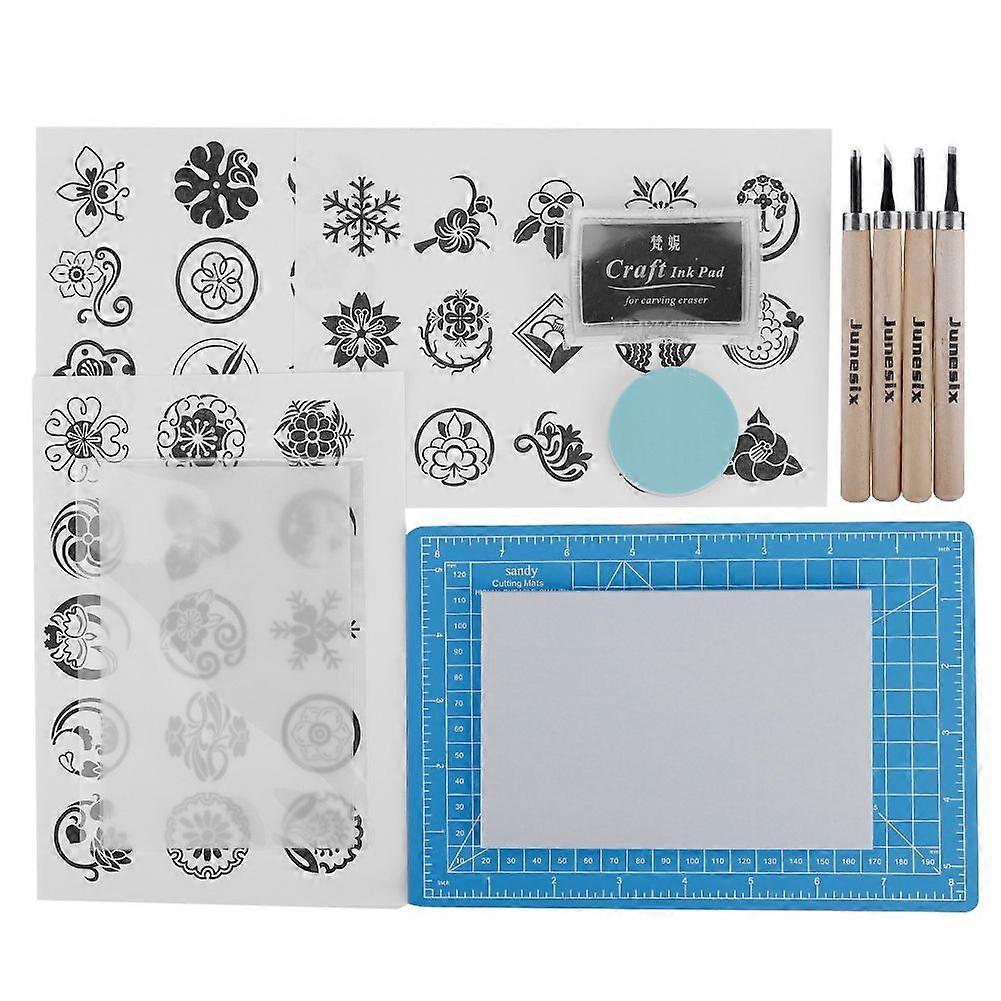 Rubber Stamp Carving Handcraft Set Hand Sculpture Stamp DIY Tool Kit