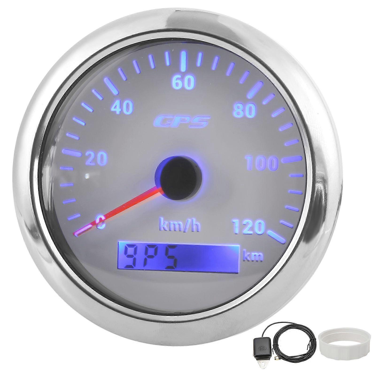 85mm Marine Auto GPS Speedometer 120KM/H Speed Odometer with 7 Color Backlight for Car Boat RV YachtWhite