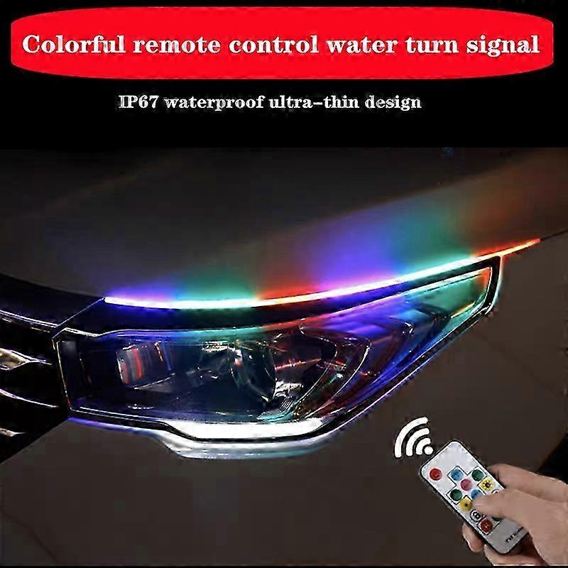 2pcs LED DRL Lamp Strip Flowing Daytime Running car lights RGB APP Remote 12V Flexible Waterproof Headcar light Turn Signal car light
