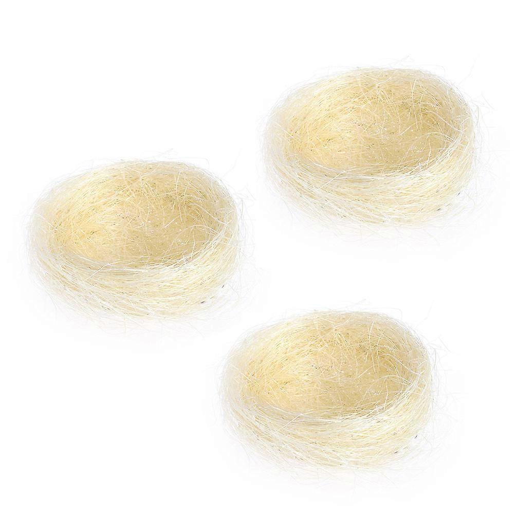 Home Chicken Coop Decor White Simulation Hemp Thread Nest for Decoration 6Pcs