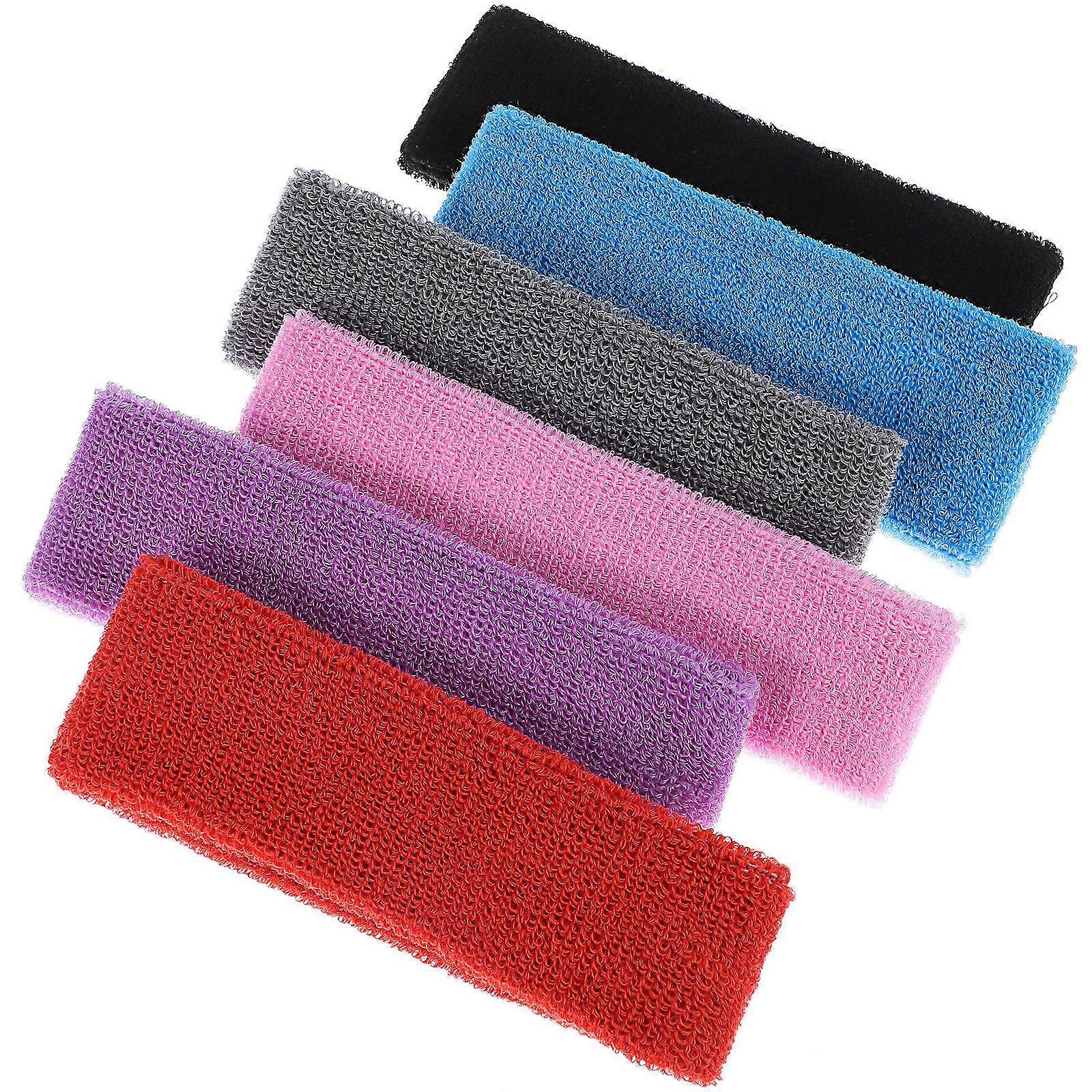 Assorted Color Sweatbands Stretchy Headbands for Yoga Use 6Pcs Pack