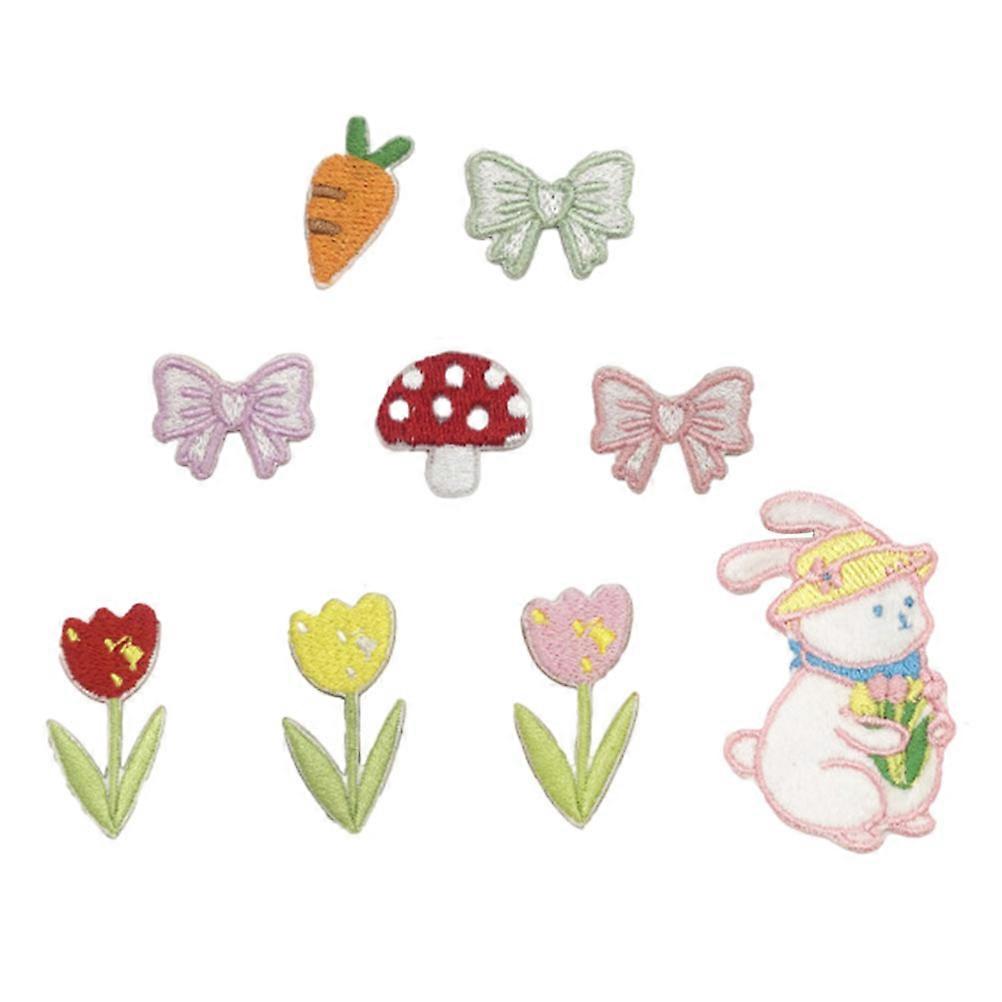 Assorted Color Rabbit Clothing Patch 9Pcs DIY Sewing Patch Set for Repair