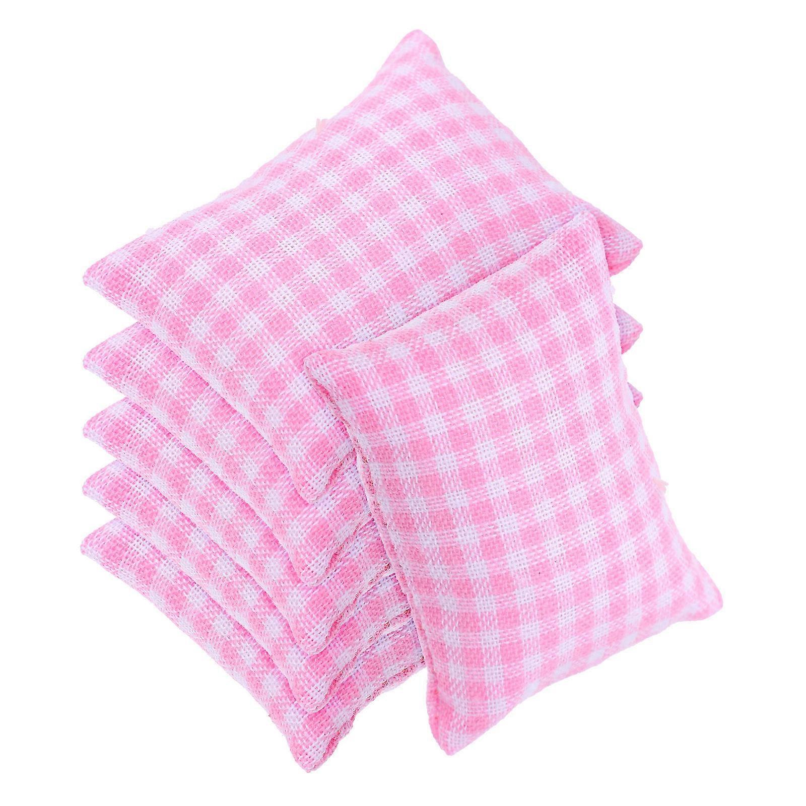 Miniature Sofa Pillow Dollhouse Decorative Accessory For Children 4.50X3.50X2.00CM Pink Fabric 18Pcs
