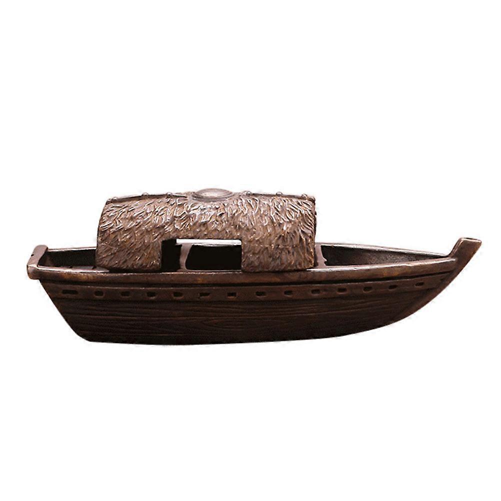 Copper Fishing Boat Model for Desktop Decoration 1Pcs Carving Handicraft