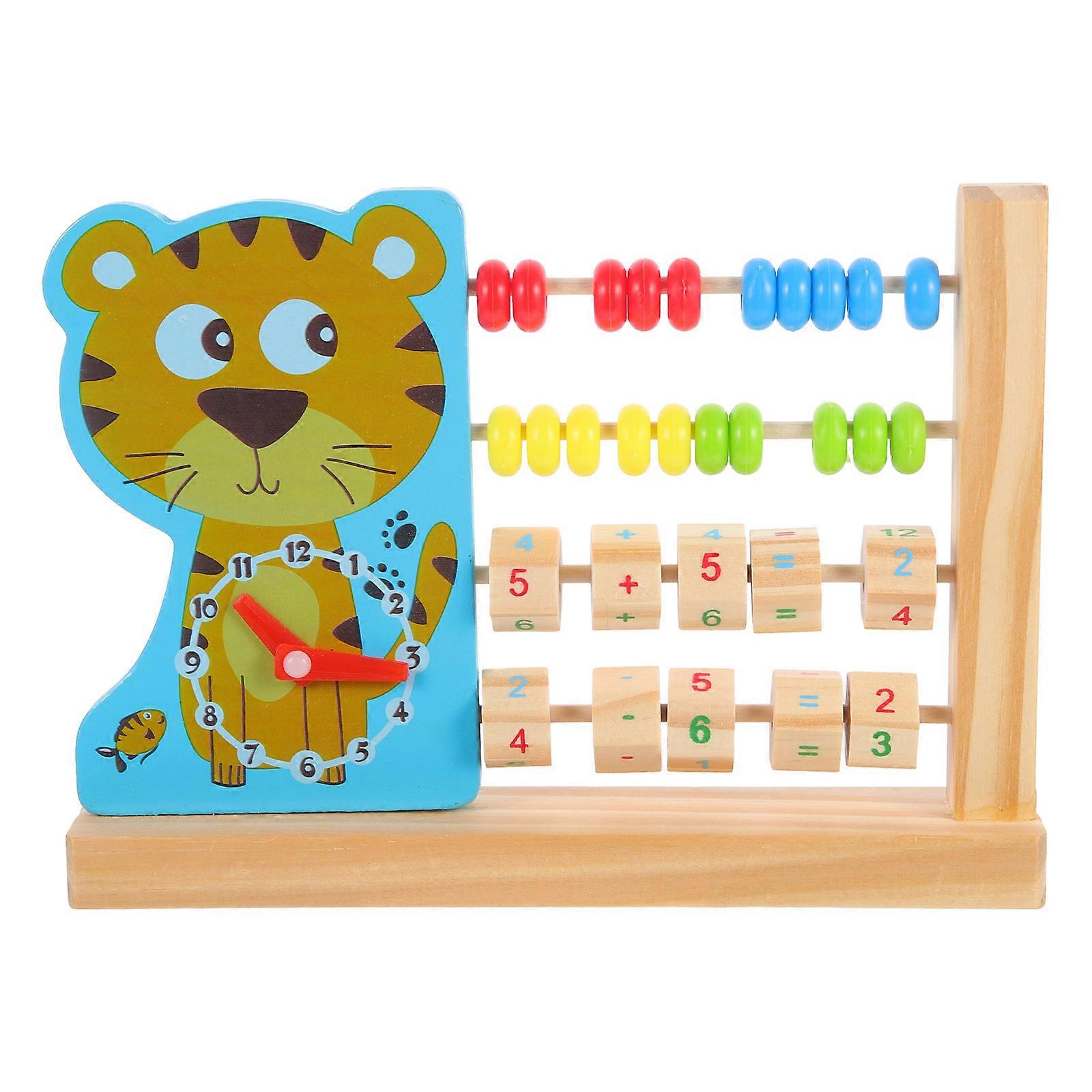Children's Early Educational Toy Wooden Clock Abacus Beads for Learning