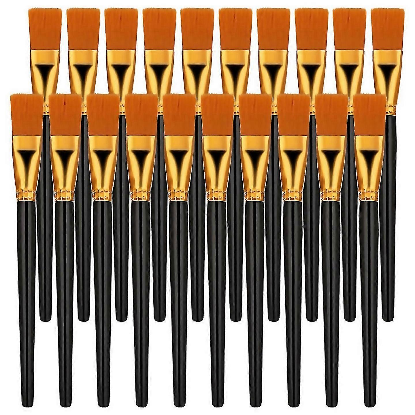 For 20 Pcs Flat Brush Set Big Paint Professional Brushes