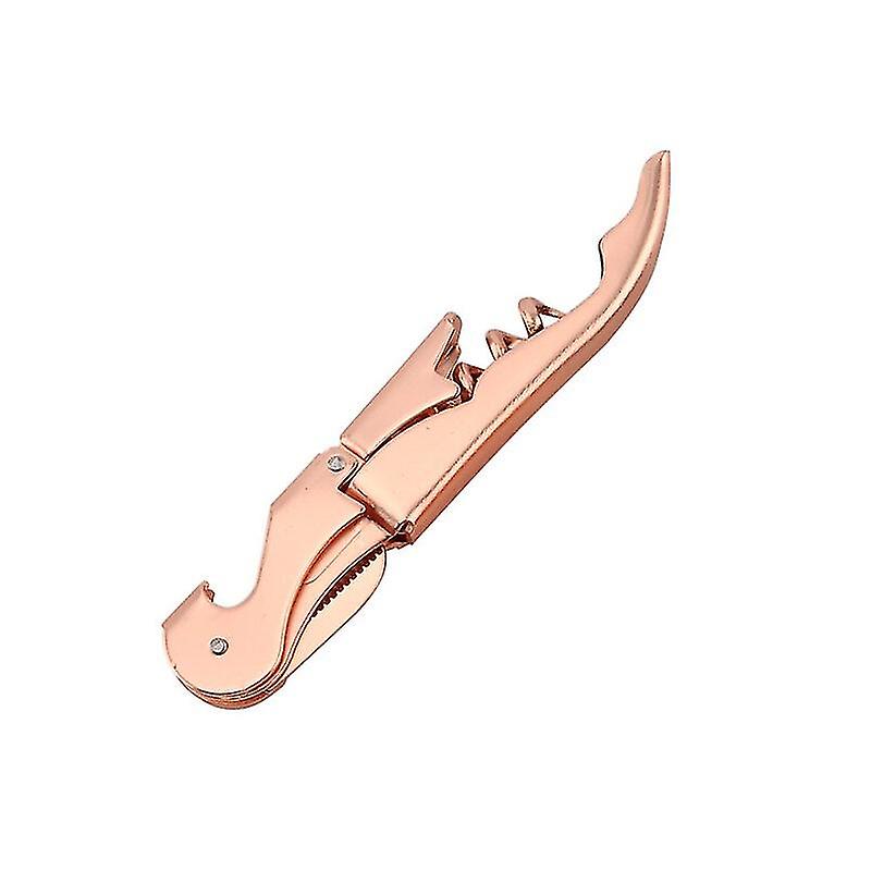 Double Hinged Corkscrew Upgraded Heavy Duty Wine Opener With Foil Cutter And Bottle Opener Rose Gold