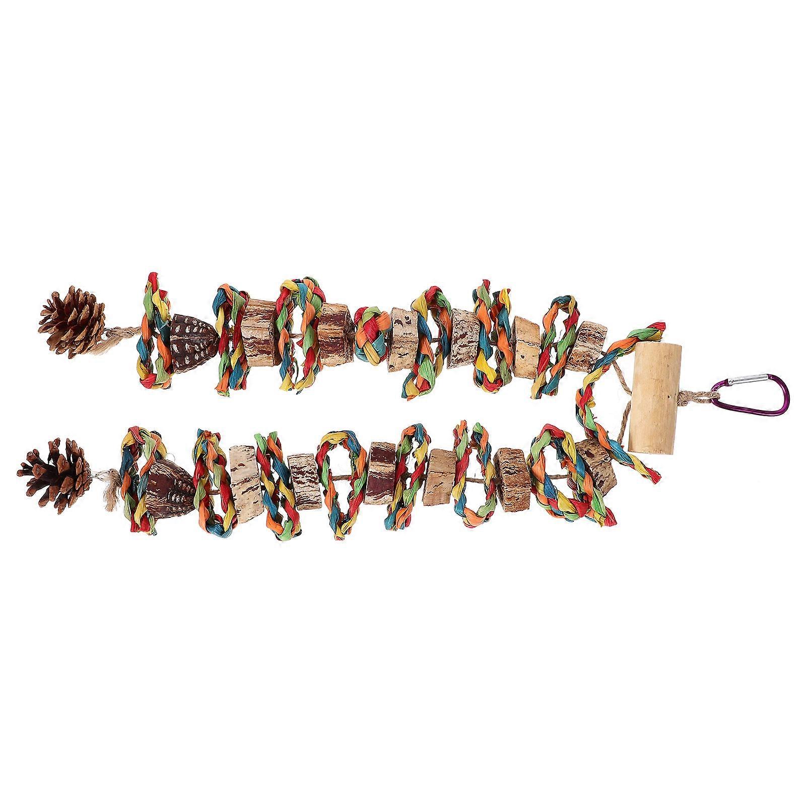 Bird Hanging Chew Toy Wooden Parrot Plaything for Pet 5Pcs