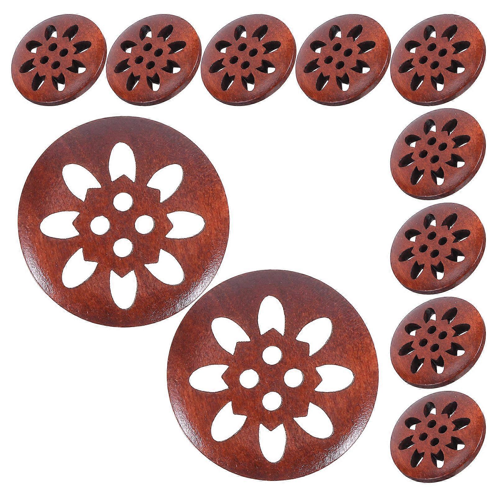 Wood Flower Buttons for Crafts Featuring 50Pcs Wood Buttons for Sewing