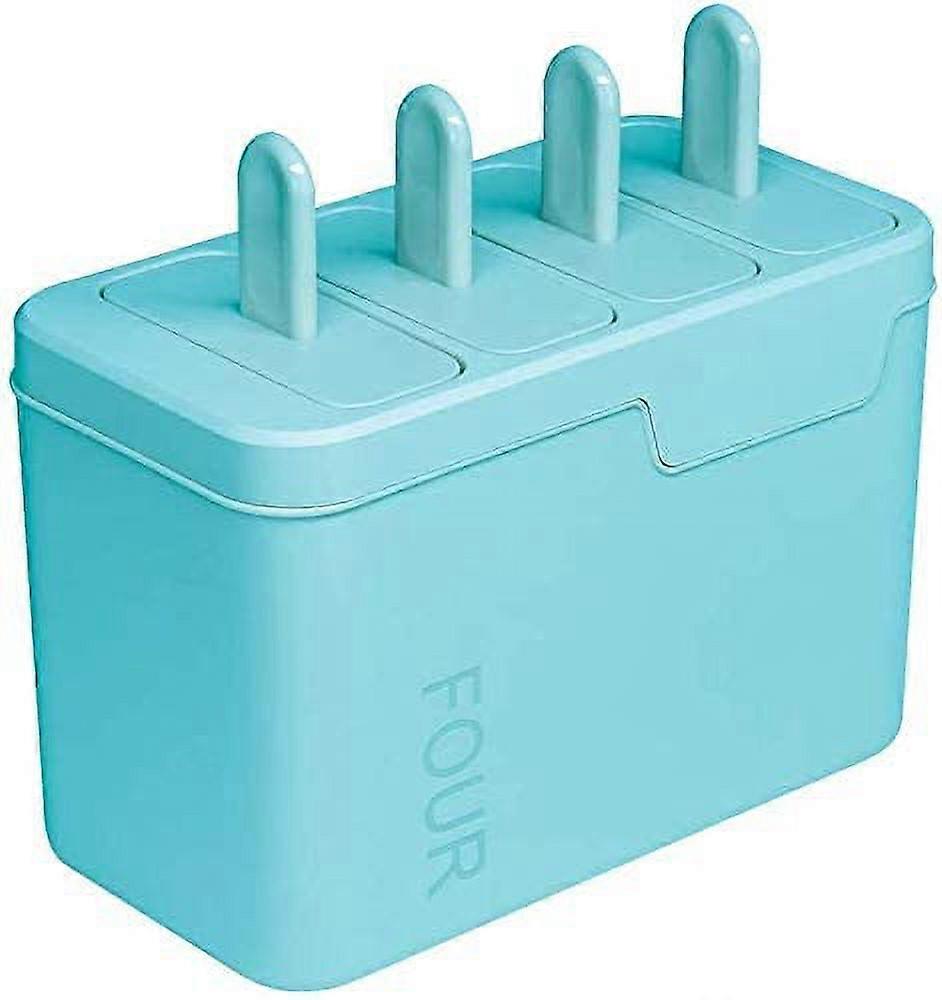 Reusable Popsicle Molds, 4-Cavity Easy Release Ice Pop Maker, DIY Ice Cream Tray for Kids, Compatible with Standard Sticks (Sky Blue)