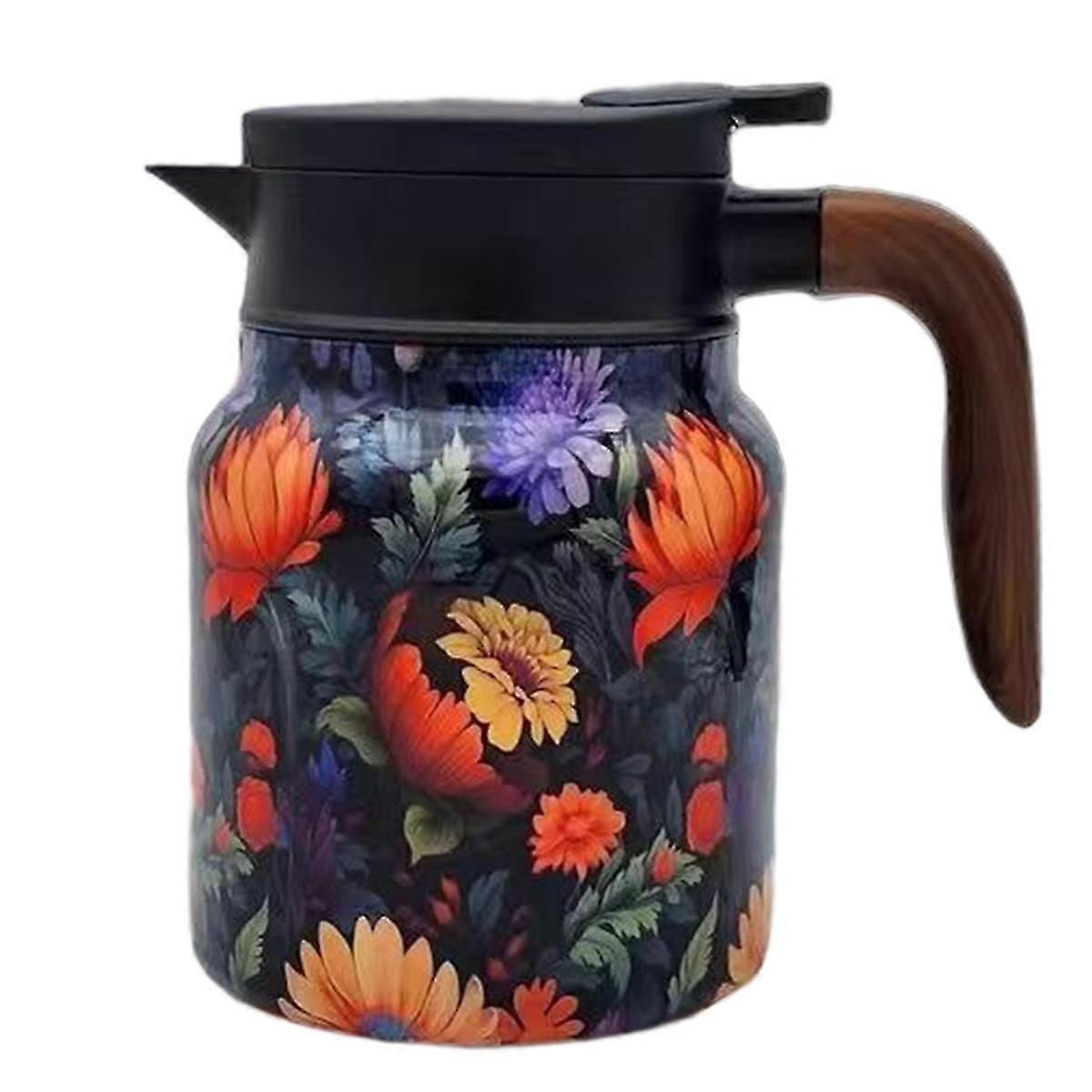 Vintage Floral Pattern Tea Built-in Infuser Orange