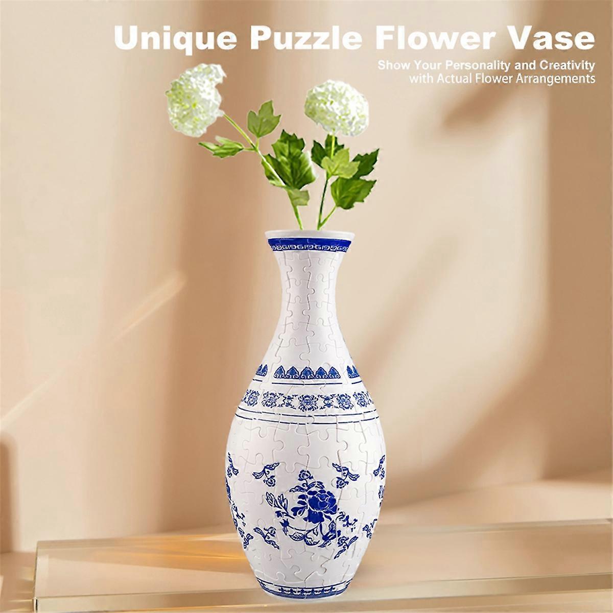3D Jigsaw Vases DIY Living Room Flower Arrangements Home Decor C