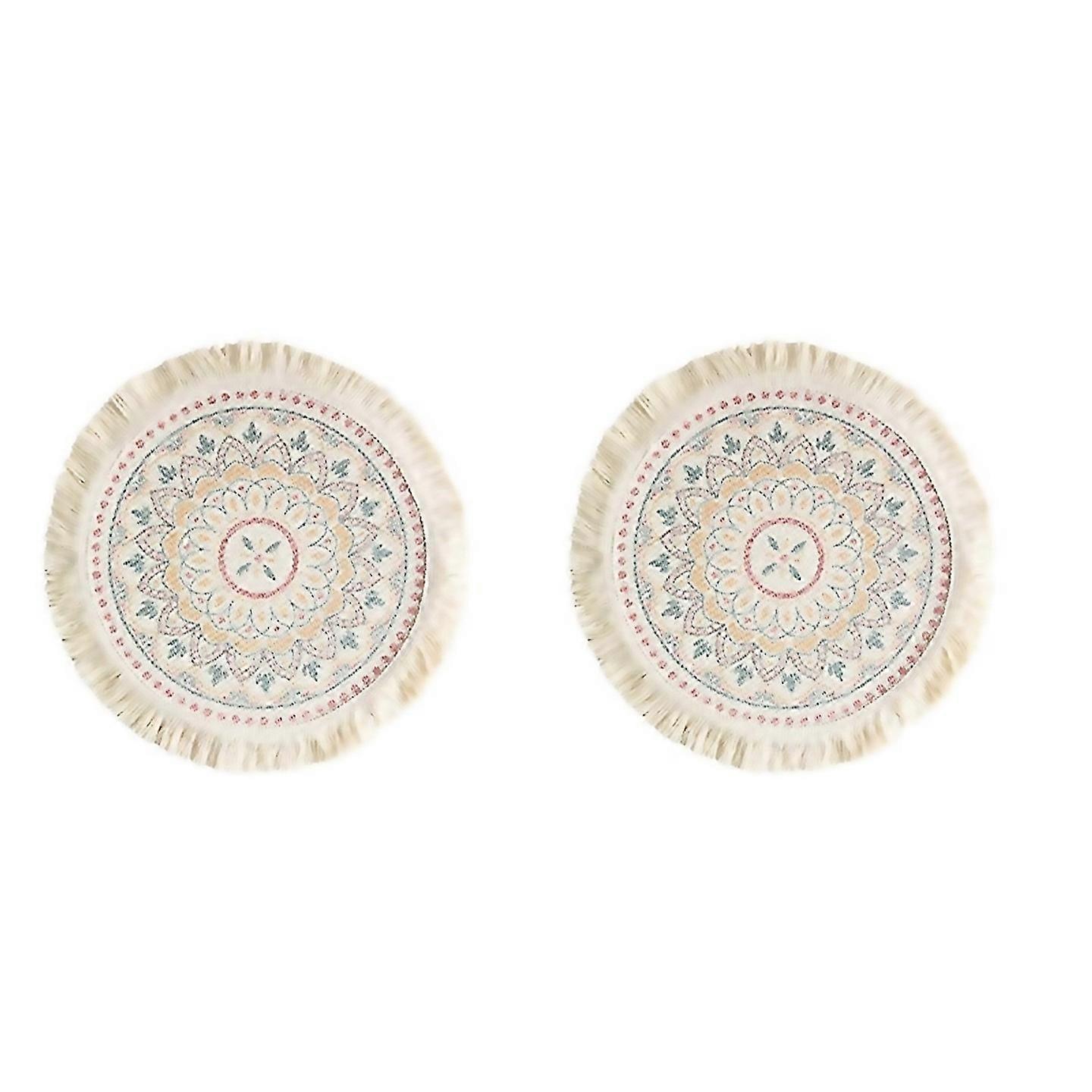 For 2pcs Printed Place Mat For Home Insulation Round Dinner Table Suitable For Everyday Use