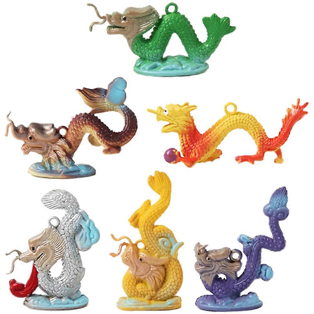 Mini Cartoon Dragon Statue Decor For Lawn And Balcony Use Featuring 12 Pcs Assorted Color PVC Crafts