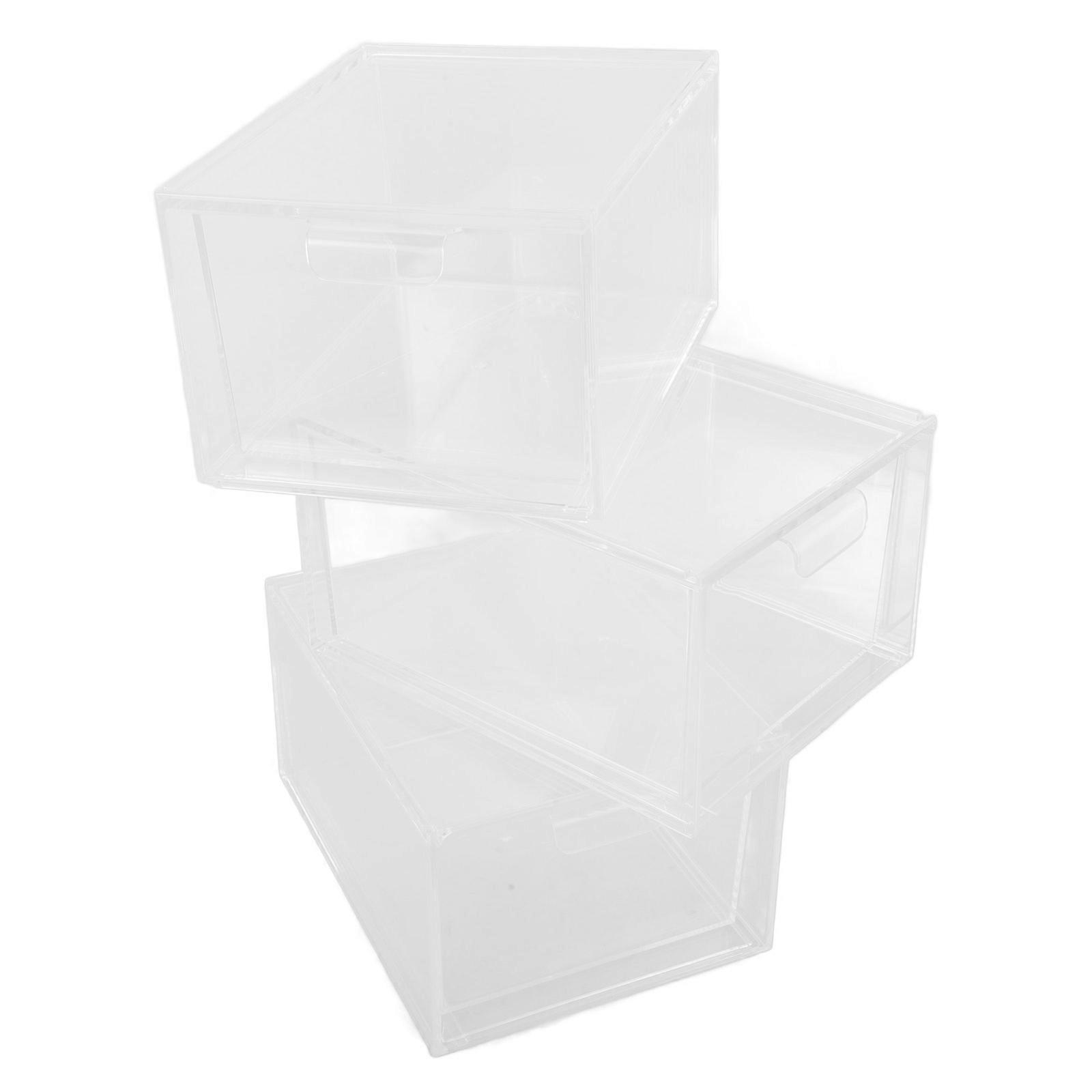 Clear Stackable Plastic Drawer Organizer For Bathroom And Makeup Storage 20.00X15.30X11.50CM 3Pcs