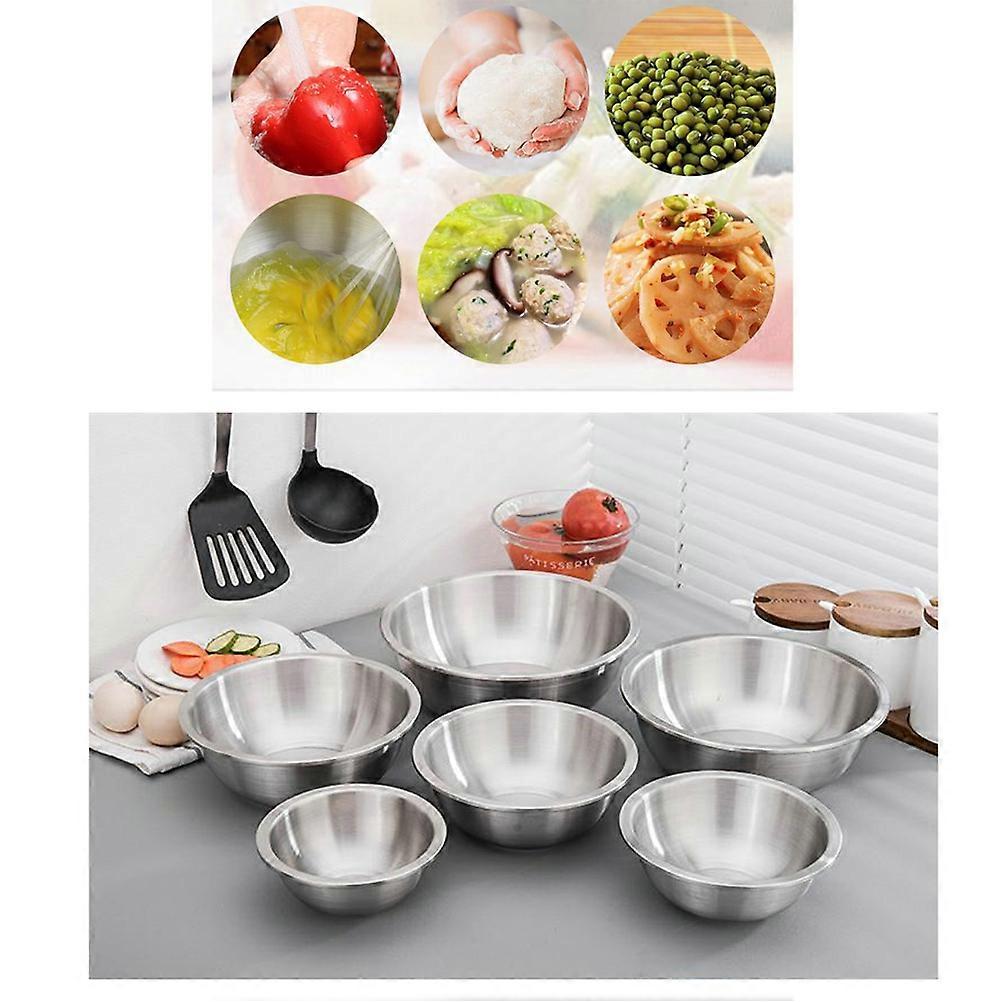 Large Capacity Mixing Bowl For Meal Prep And Baking 20Cm Silver Round Kitchen Bowl 1Set