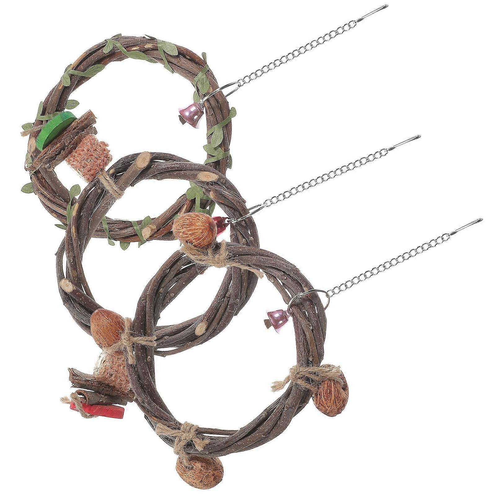 Bird Hammock Toy For Parrots Climbing Entertainment Assorted Color Durable Material 3Pcs