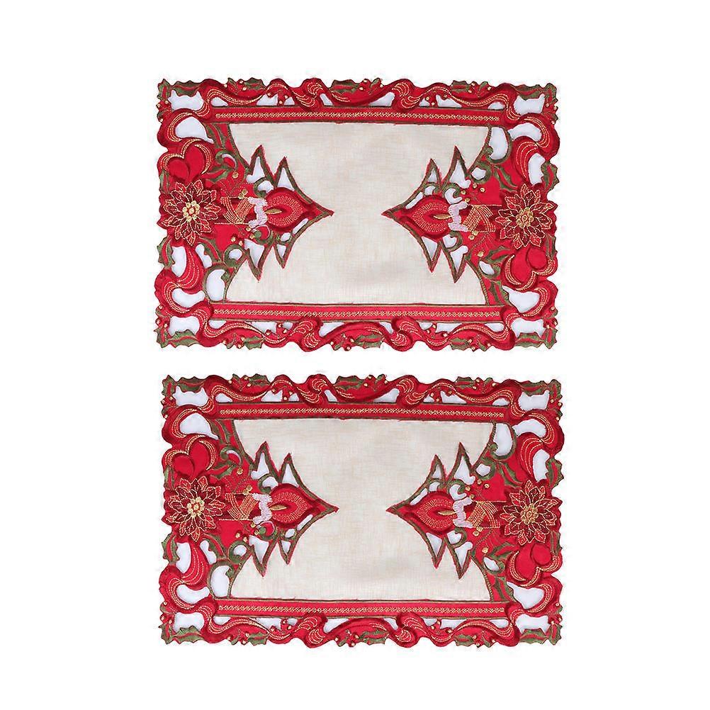 Multi Christmas Tablecloths Party Table Covers with 4Pcs Embroidered
