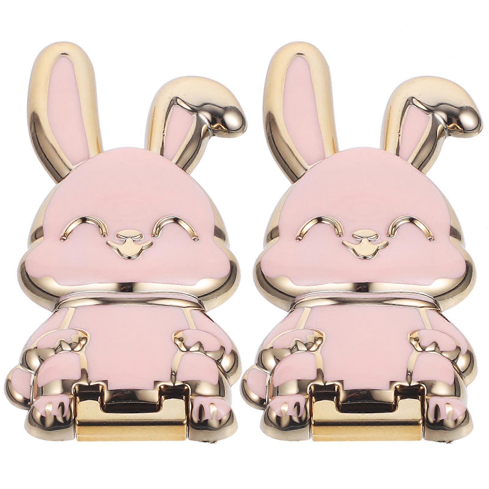 Home Use Rabbit Phone Holder Folding Phone Stand 8Pcs Pink Set