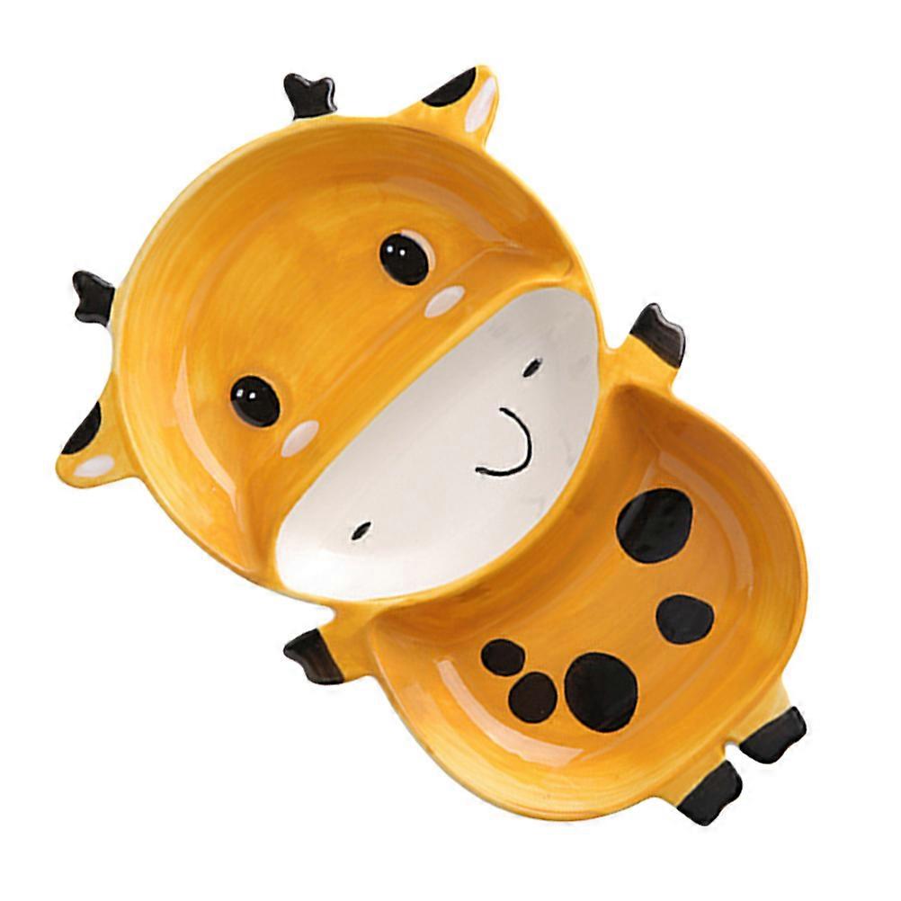 Divided Dinner Plate Ceramic Deer Shape Portion Control For Children Gatherings 1Pack