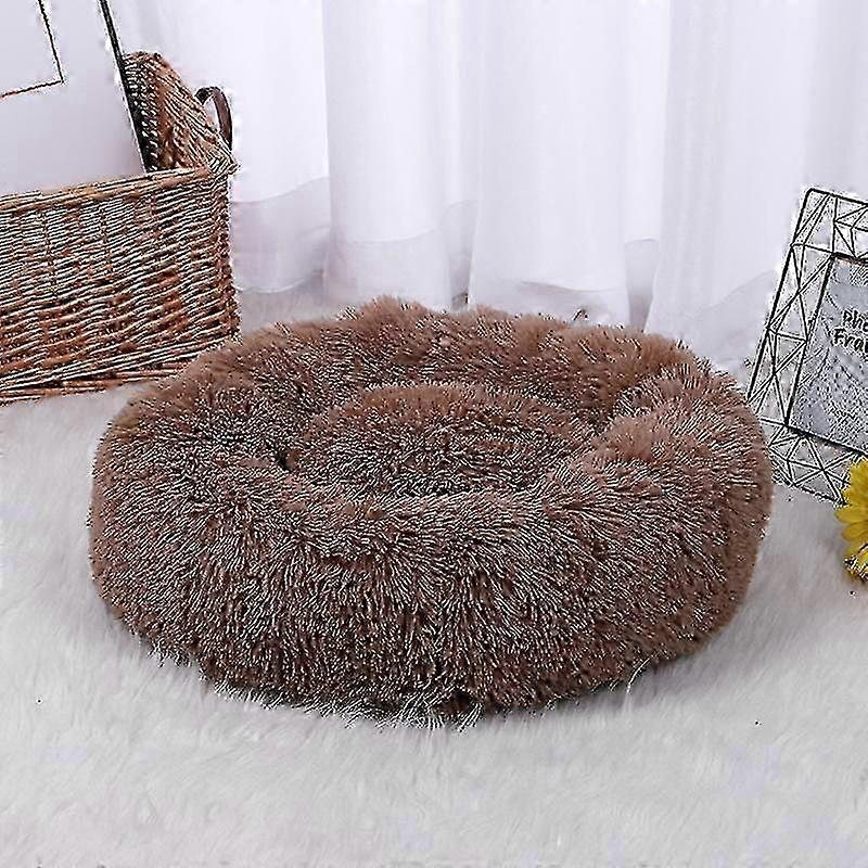 Super Soft Long Plush Warm Pet Mat Cute Lightweight Kennel Cat Sleeping Basket Bed Round Fluffy Comfortable Touch Pet Products 2025