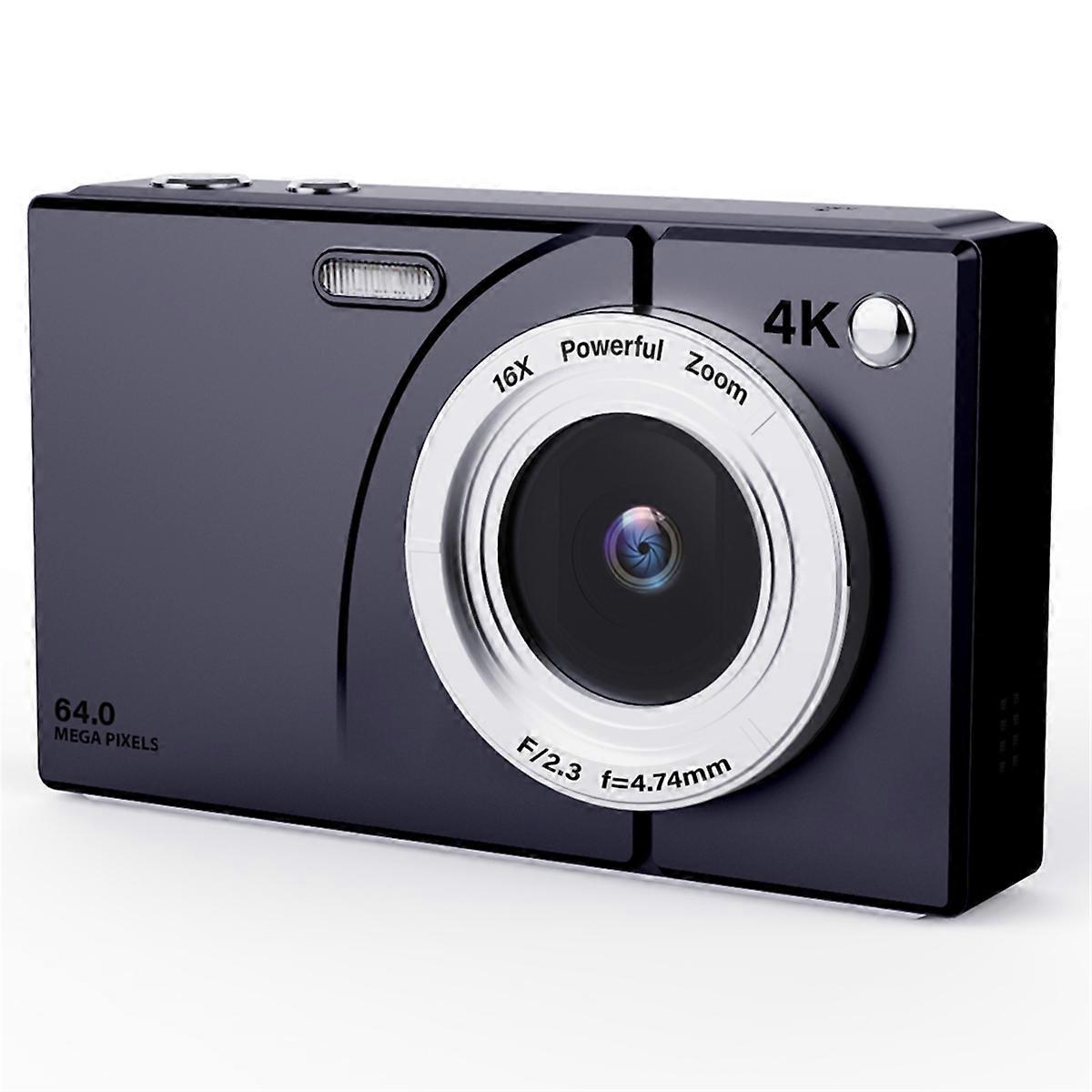 4K CCD Digital Camera 64MP 16X Digital Zoom with 2.8inch Screen Wifi Digital Video Camera with 32GB Card Black
