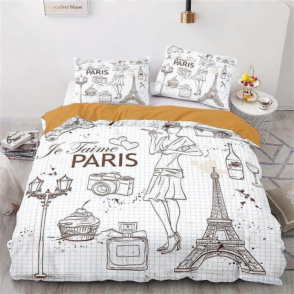 E353 The Eiffel Tower Duvet Cover Bedding Set - Duvet Cover and Pillowcase Microfibre 3D Digital Print Three-Piece Bedding  R353