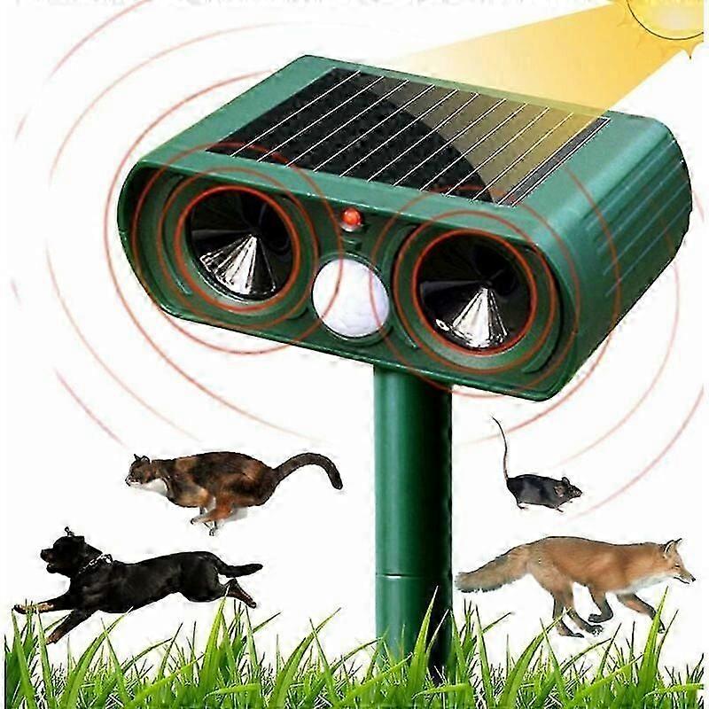 Solar Ultrasonic Cat Repeller Outdoor Cat Repellent Adjustable Sensitivity and Frequency Ultrasonic Cat Repeller to Repel Pests Garden Protector